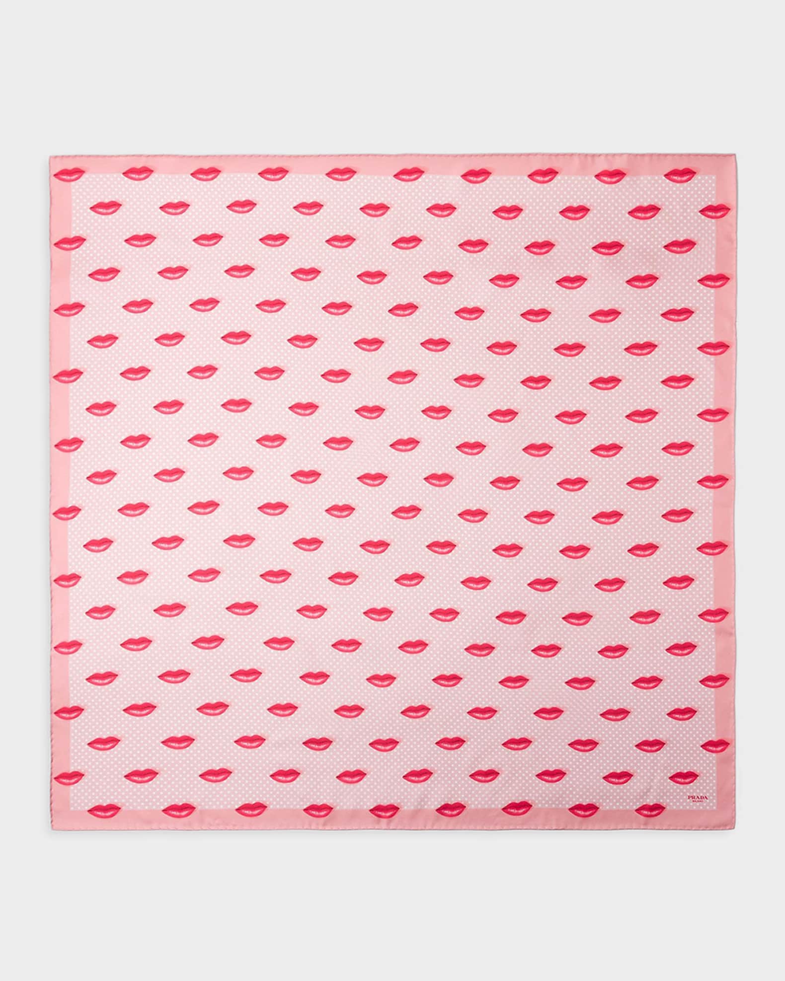 Prada Lips-Print Silk Twill Square Scarf | Neiman Marcus