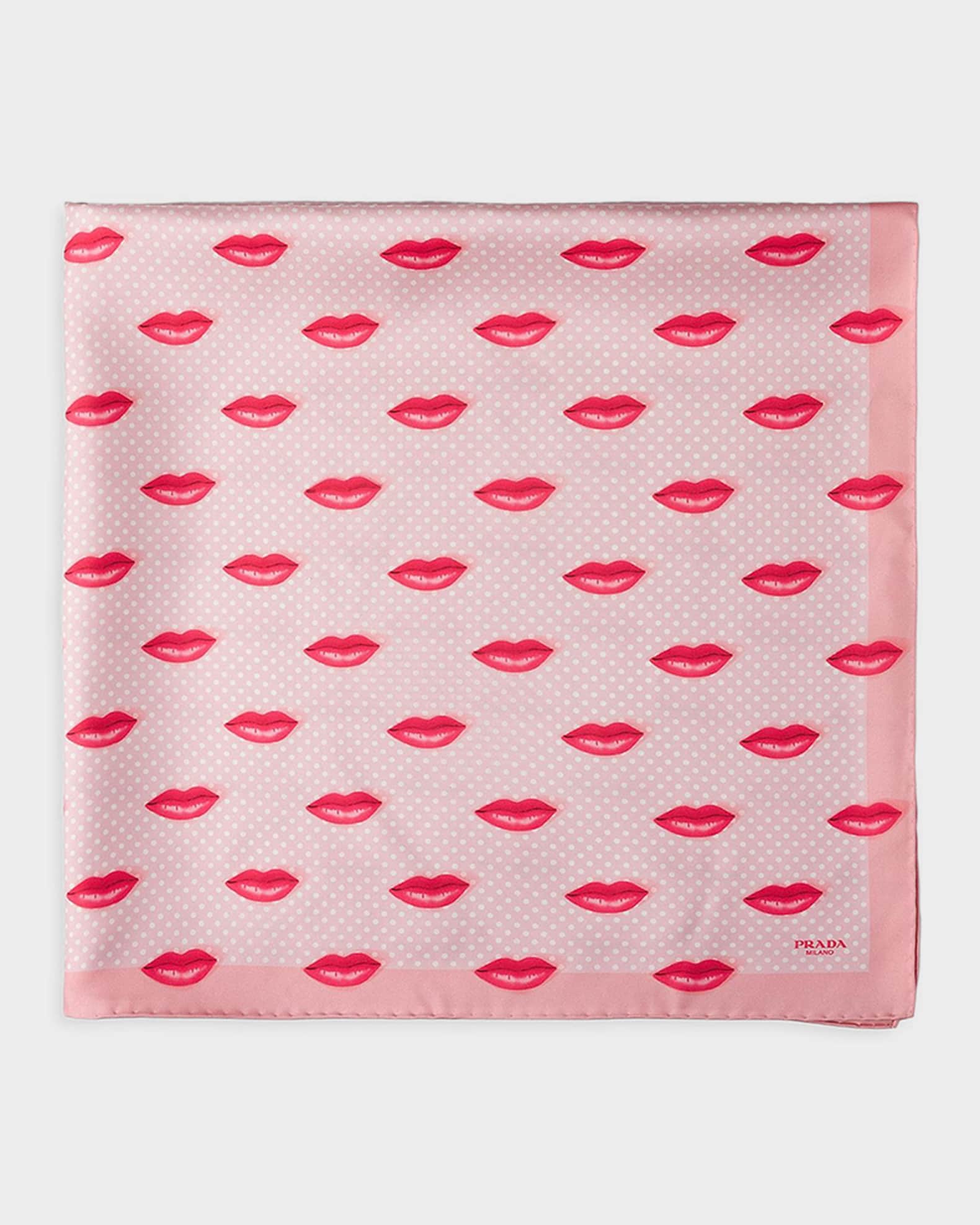Prada Lips-Print Silk Twill Square Scarf | Neiman Marcus