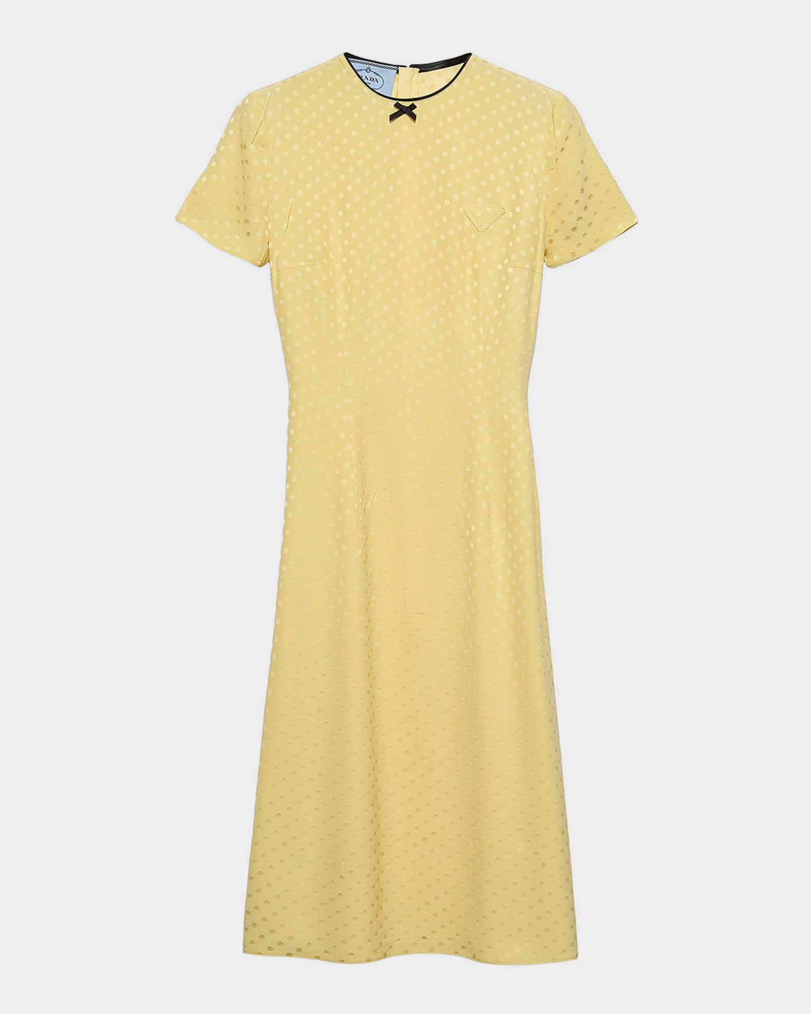 prada yellow silk dress Prada Polka-dot Satin Dress, Woman, Yellow, Size 42