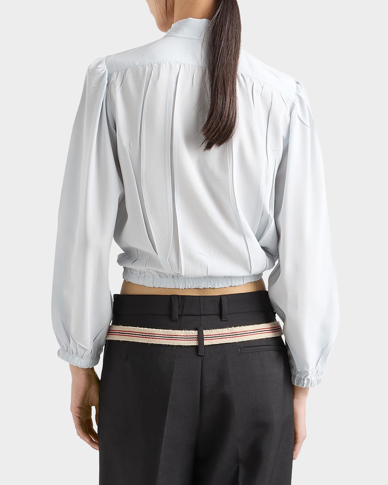 Prada Cropped Crepe de Chine Shirt | Neiman Marcus