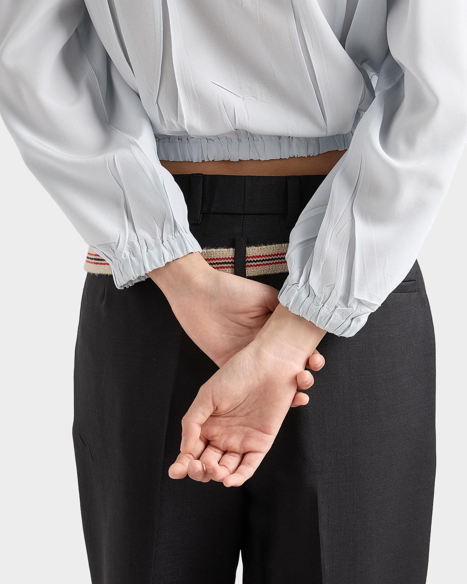 Prada Cropped Crepe de Chine Shirt | Neiman Marcus