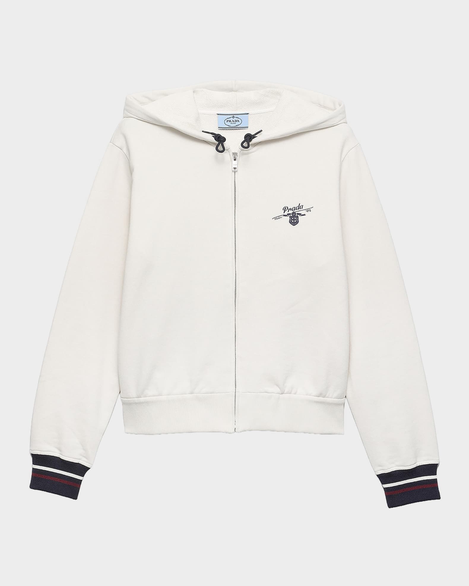 Prada Cotton Fleece Zip-Front Hoodie | Neiman Marcus