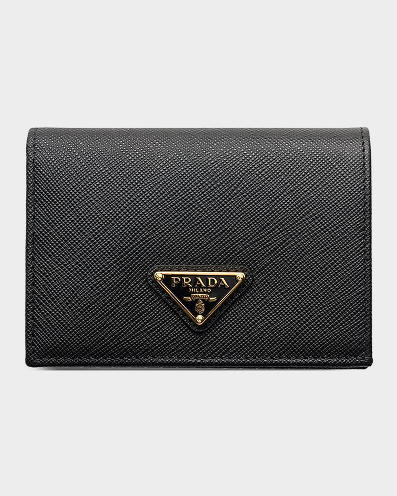 Prada Small Saffiano Leather Lips-Print Wallet | Neiman Marcus