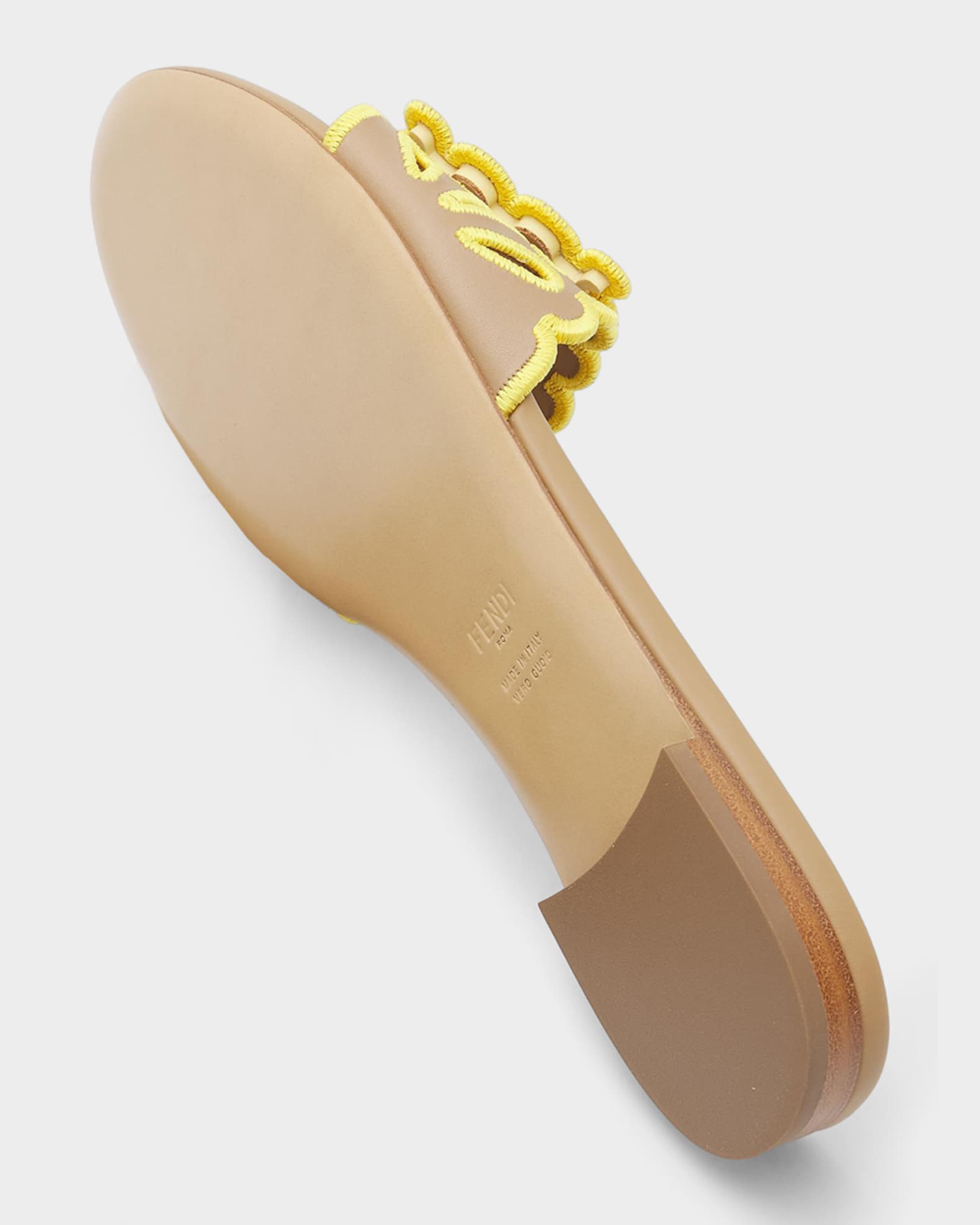 Fndiページ Fendi Baguette Embroidered Nappa Leather Slides | Neiman Marcus