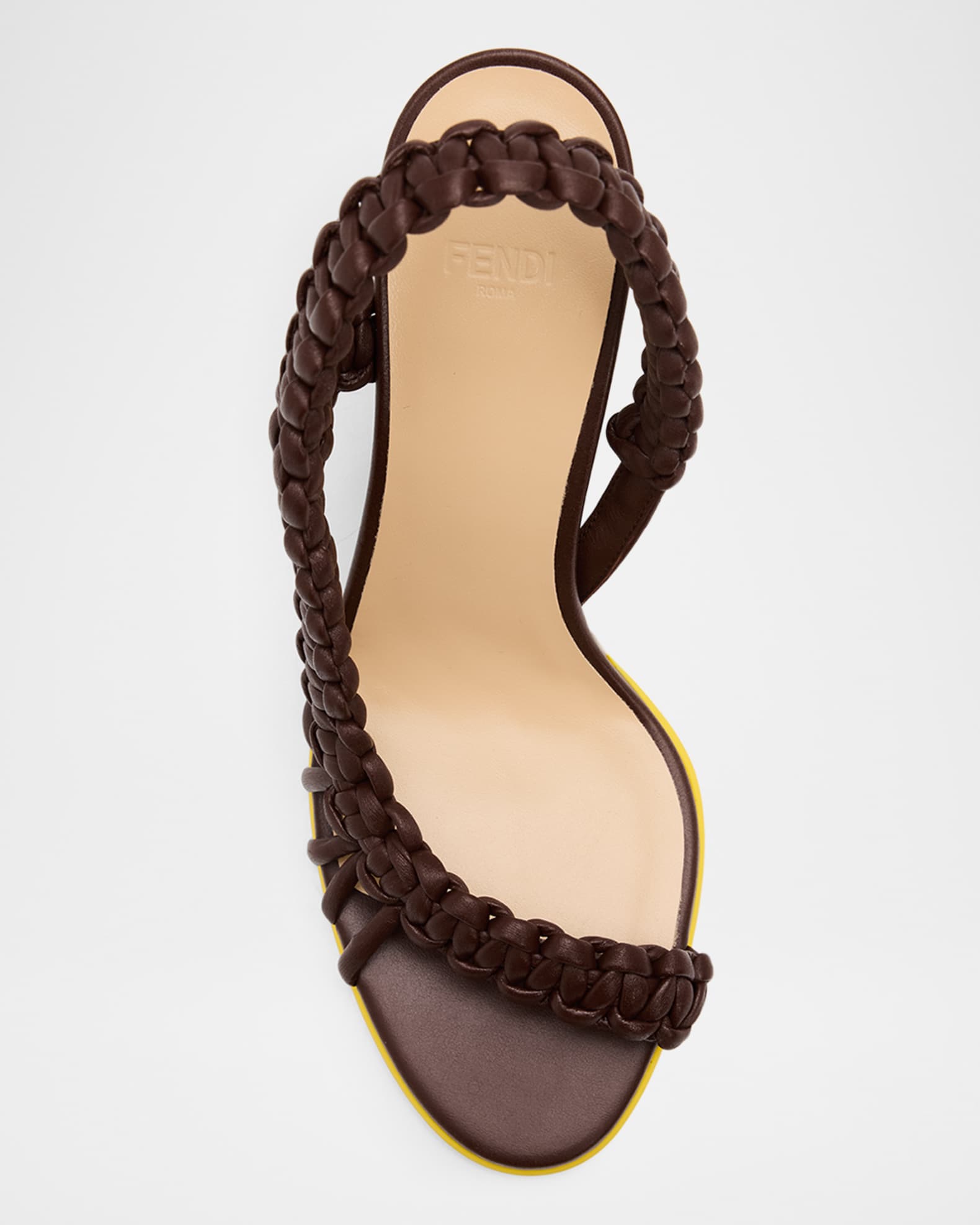 Fendi 95mm Fendi Arco Asymmetric Braided Leather Sandals | Neiman