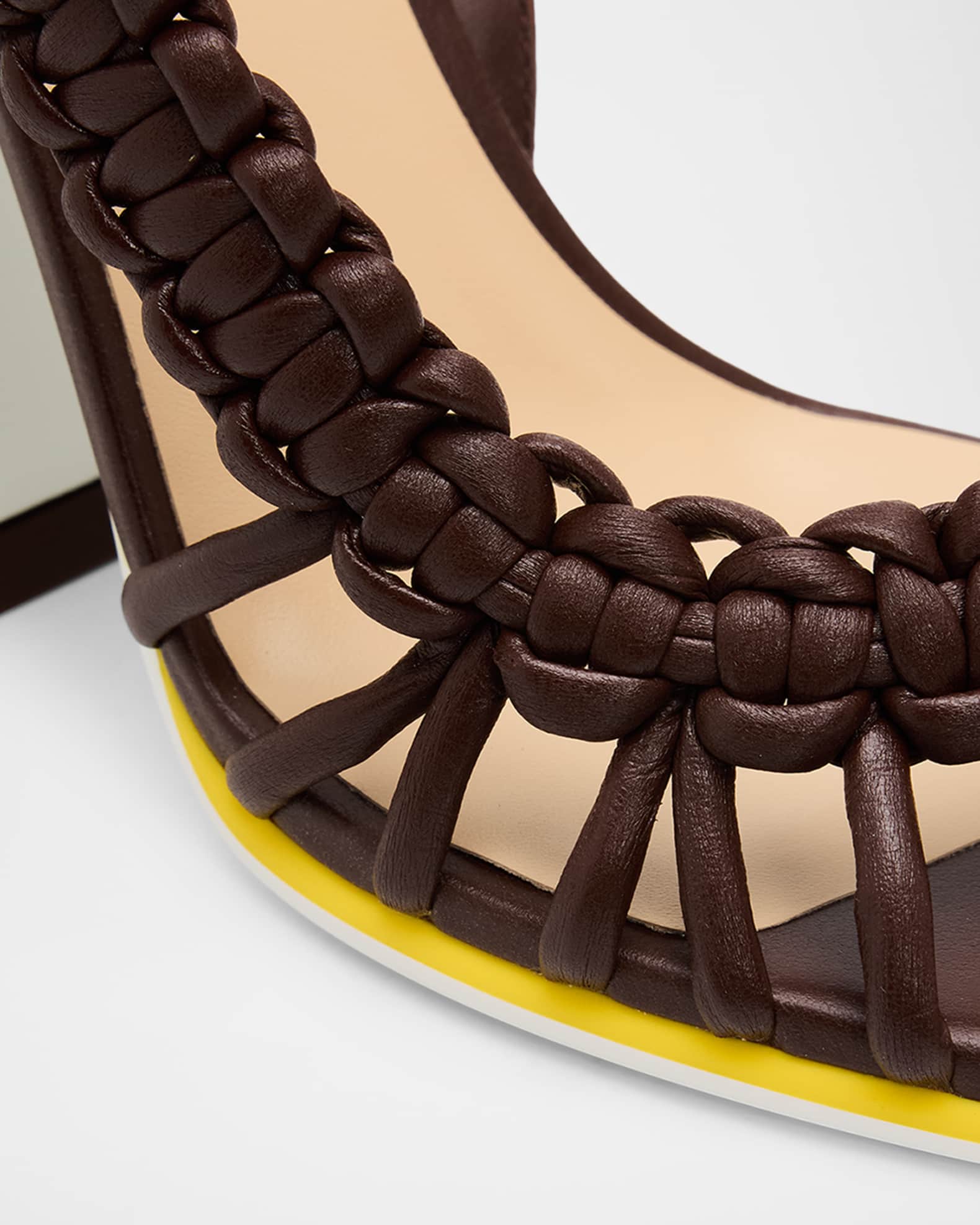Fendi 95mm Fendi Arco Asymmetric Braided Leather Sandals | Neiman