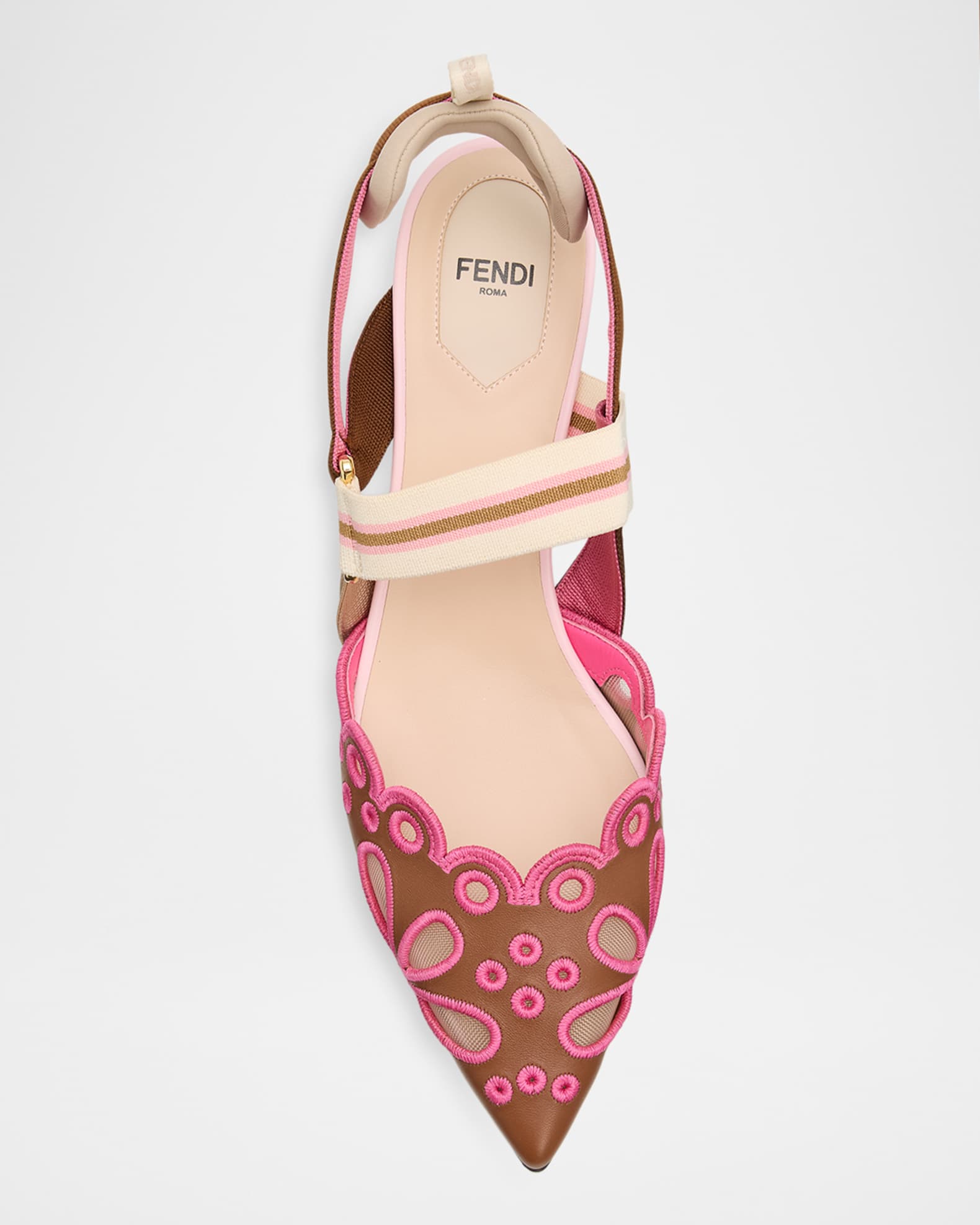 Fendi 55mm Colibri Mixed-Media Iconic Slingback Pumps | Neiman Marcus