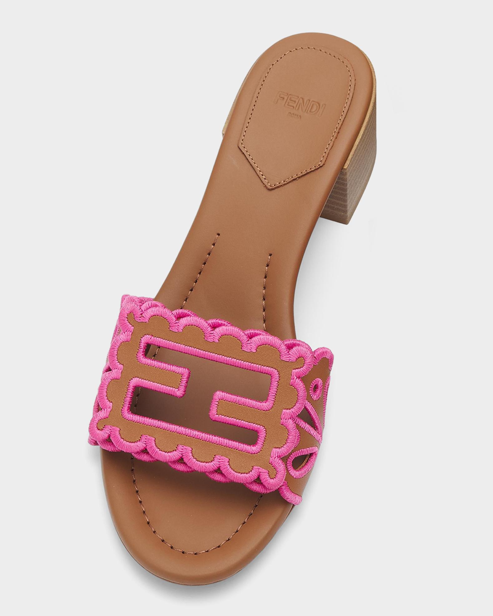 Fendi 45mm Baguette Embroidered Nappa Leather Sandals | Neiman Marcus