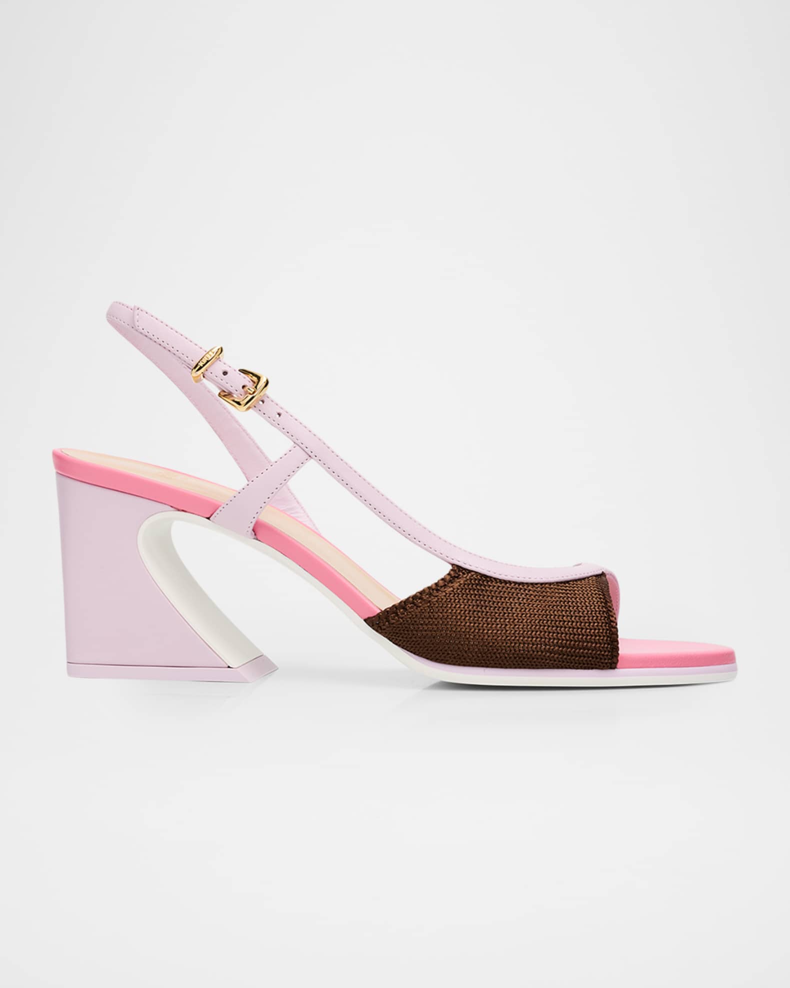 Fendi 65mm Arco Colorblock Slingback Sandals | Neiman Marcus