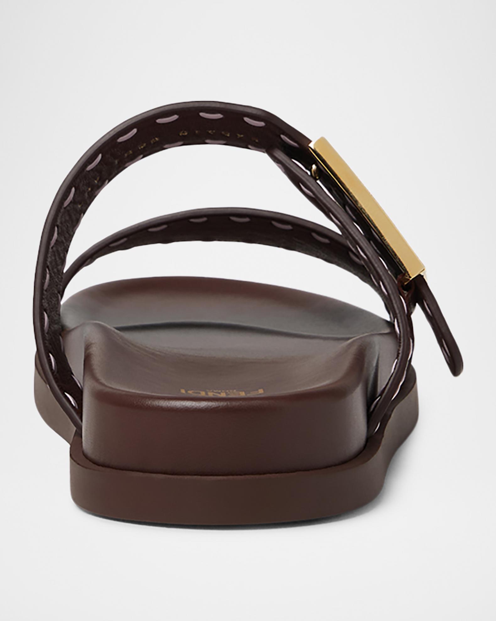 Fendi Feel Topstitch Leather Slide Sandals | Neiman Marcus