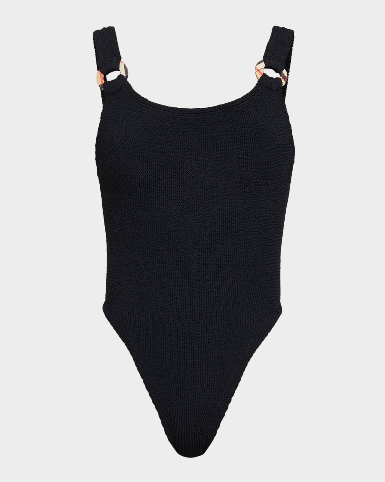 Burberry x Hunza G Domino Check Ring One-Piece Swimsuit | Neiman