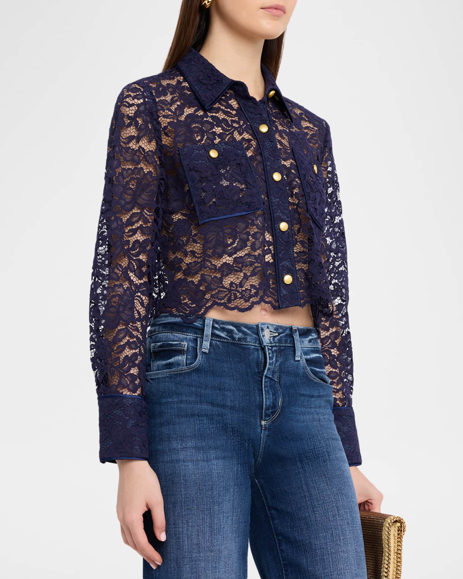 L'Agence Roelle Floral Lace Blouse | Neiman Marcus