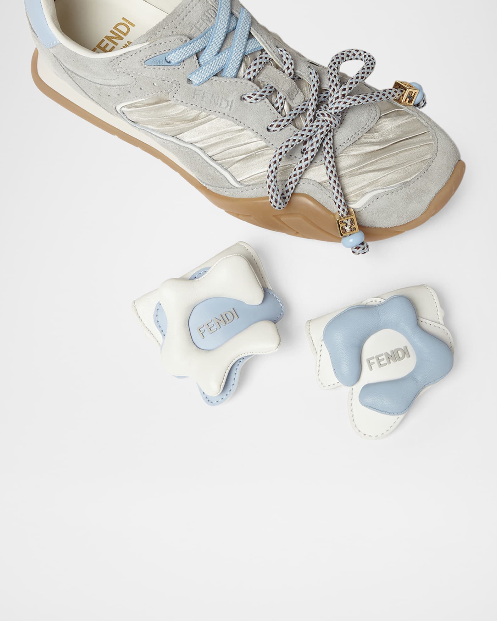 FENDI フローラルモチーフ レース ショーツ 36 Fendi Wave Pulse Mixed-Media Low-Top Sneakers | Neiman Marcus