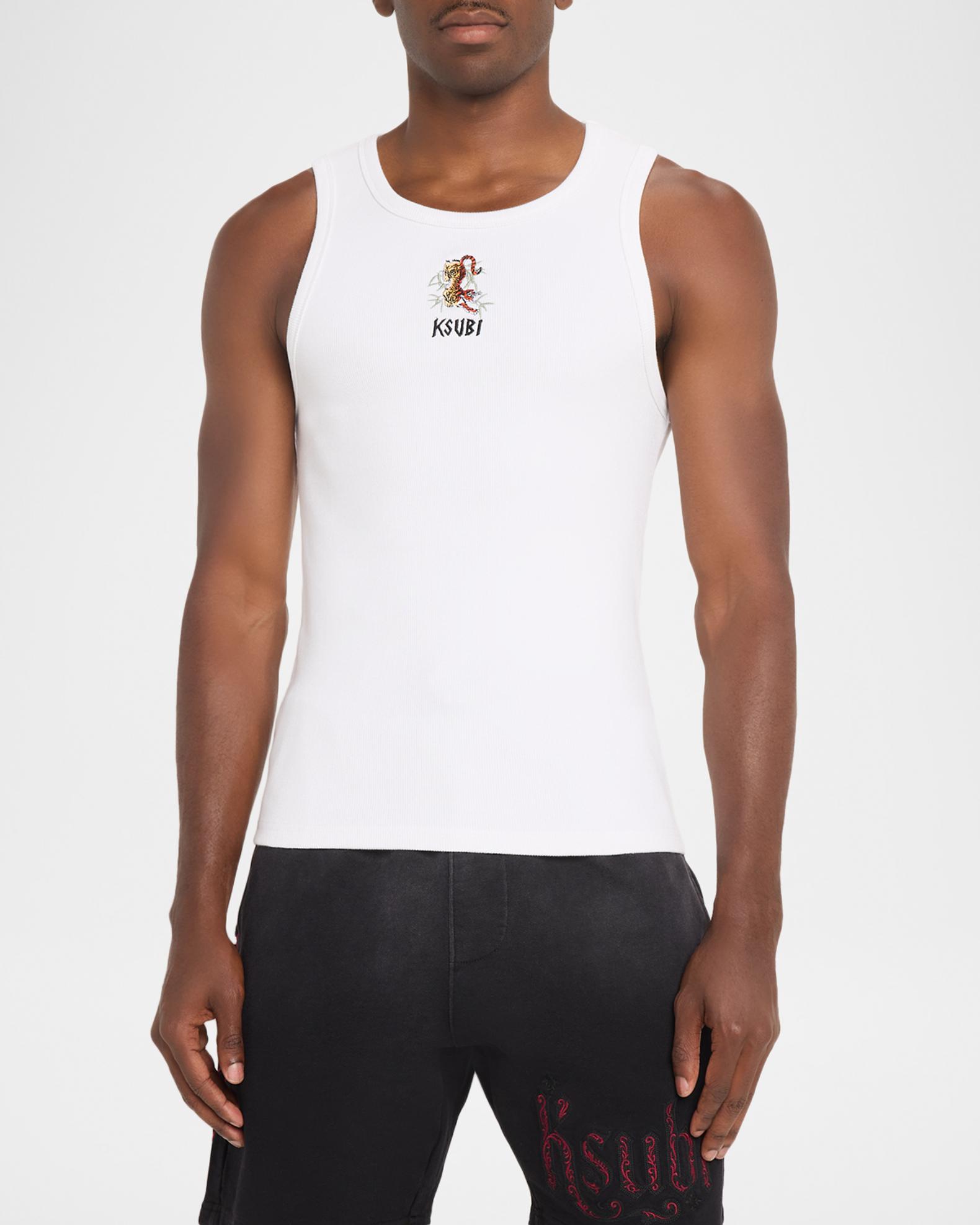Ksubi Men's Graphic Ribbed Cotton Tank | Neiman Marcus