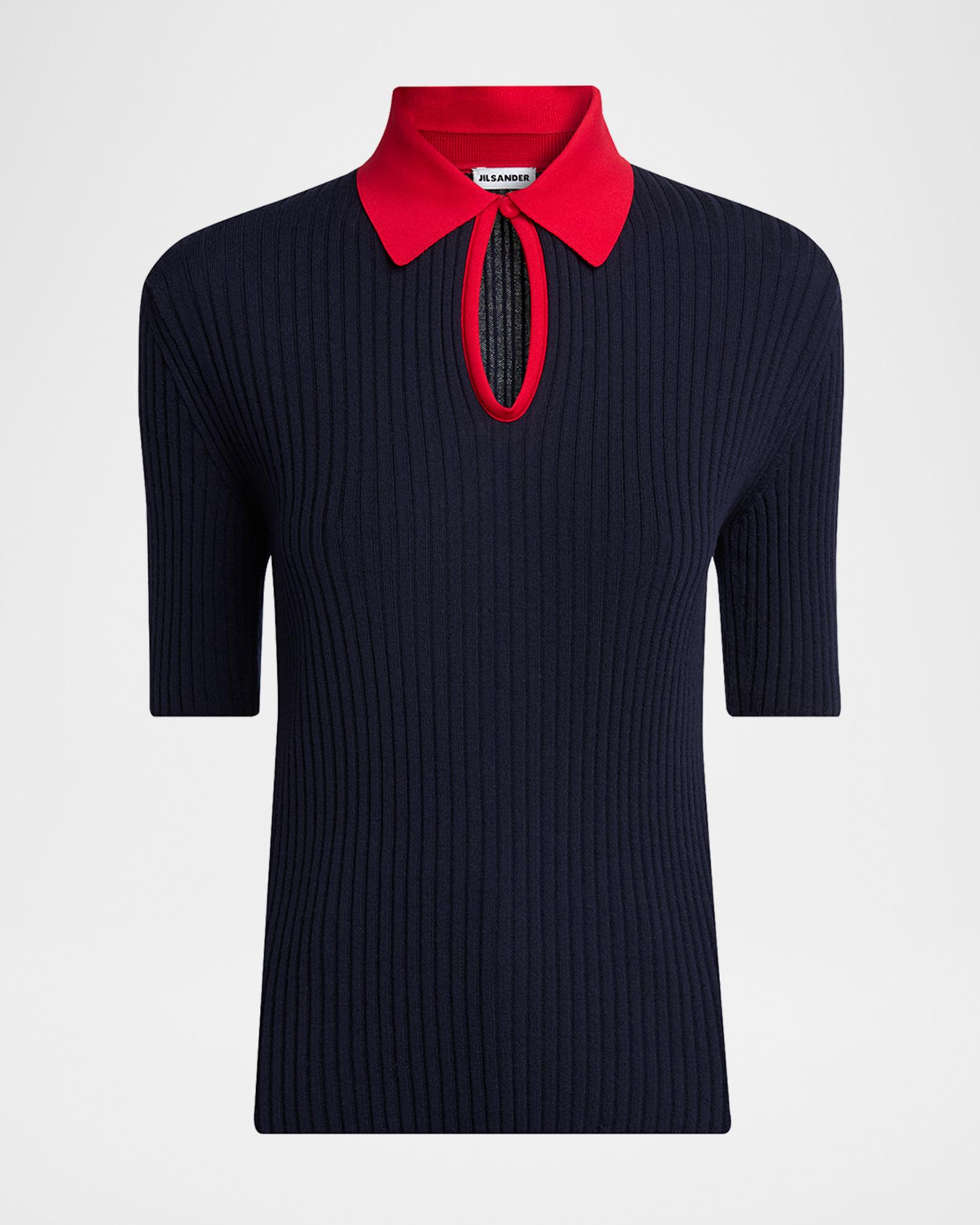 Jil Sander Short-Sleeve Button-Keyhole Polo Shirt | Neiman Marcus