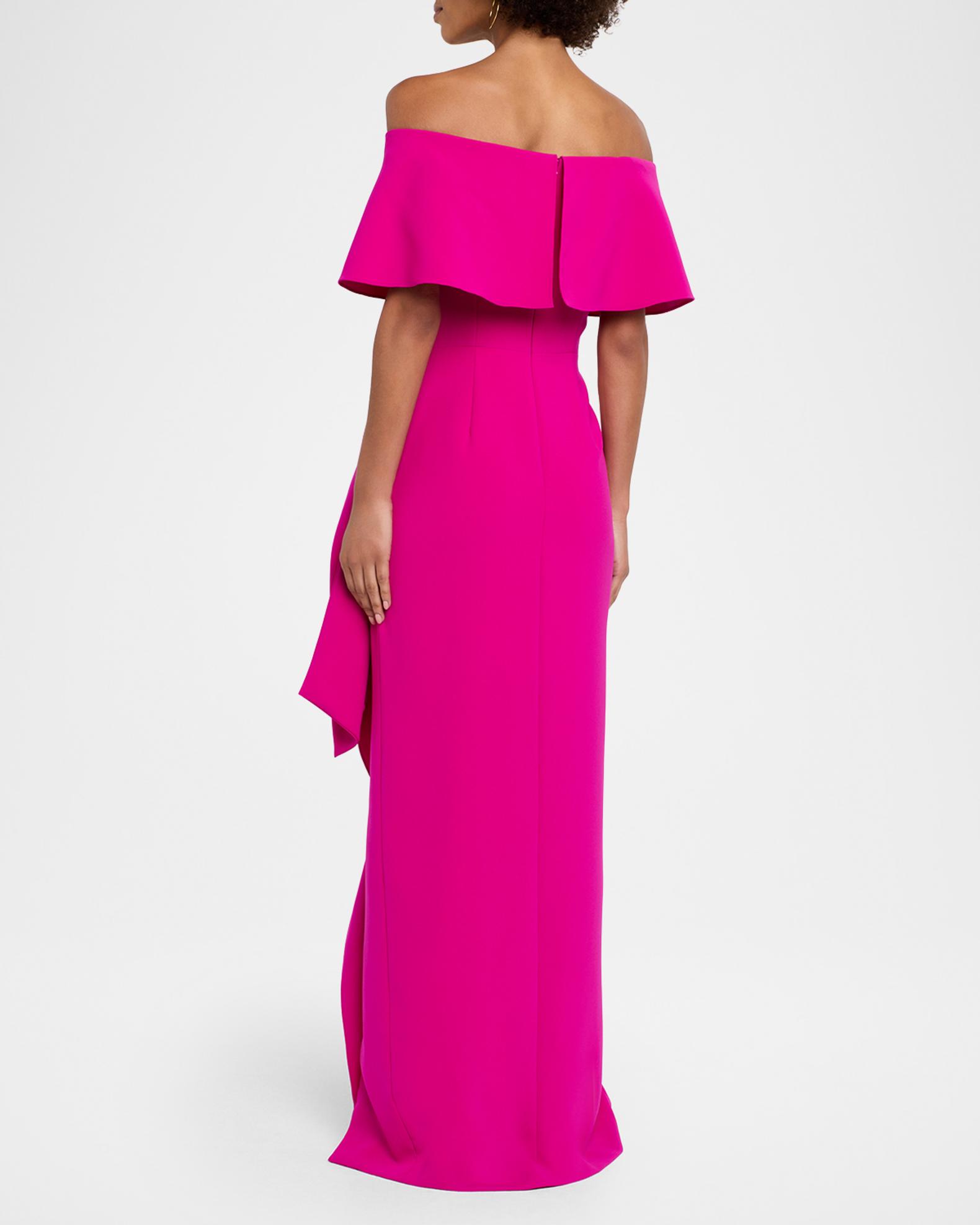 Rickie Freeman for Teri Jon Off-Shoulder Ruffle Column Gown | Neiman Marcus