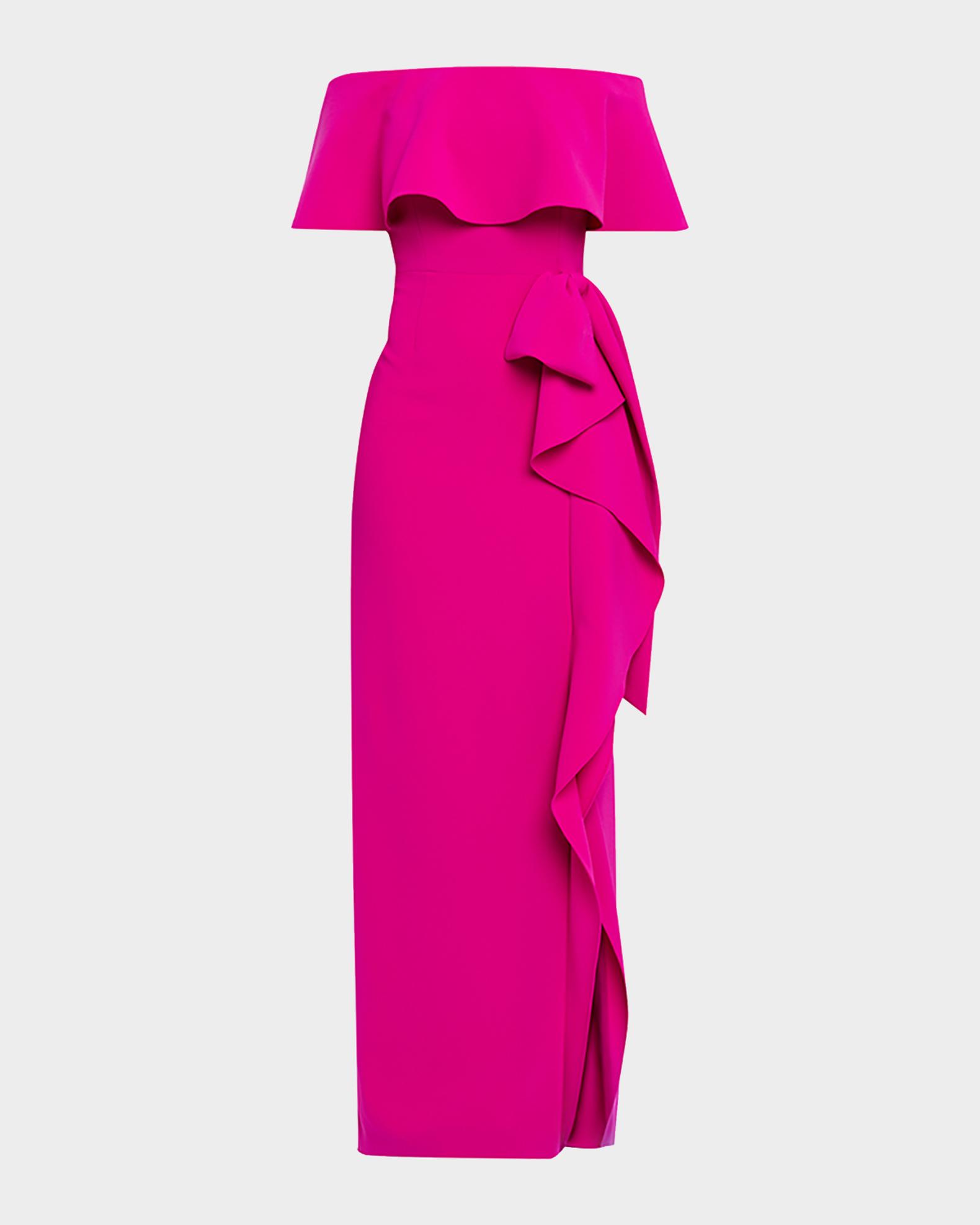 Rickie Freeman for Teri Jon Off-Shoulder Ruffle Column Gown | Neiman Marcus