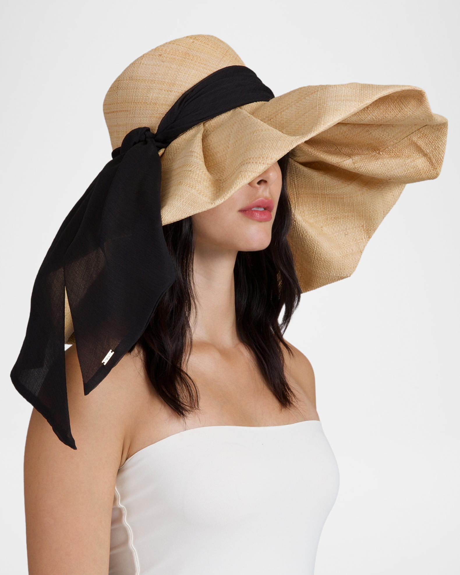 Eugenia Kim Bella Raffia Sun Hat with Chiffon Scarf | Neiman Marcus