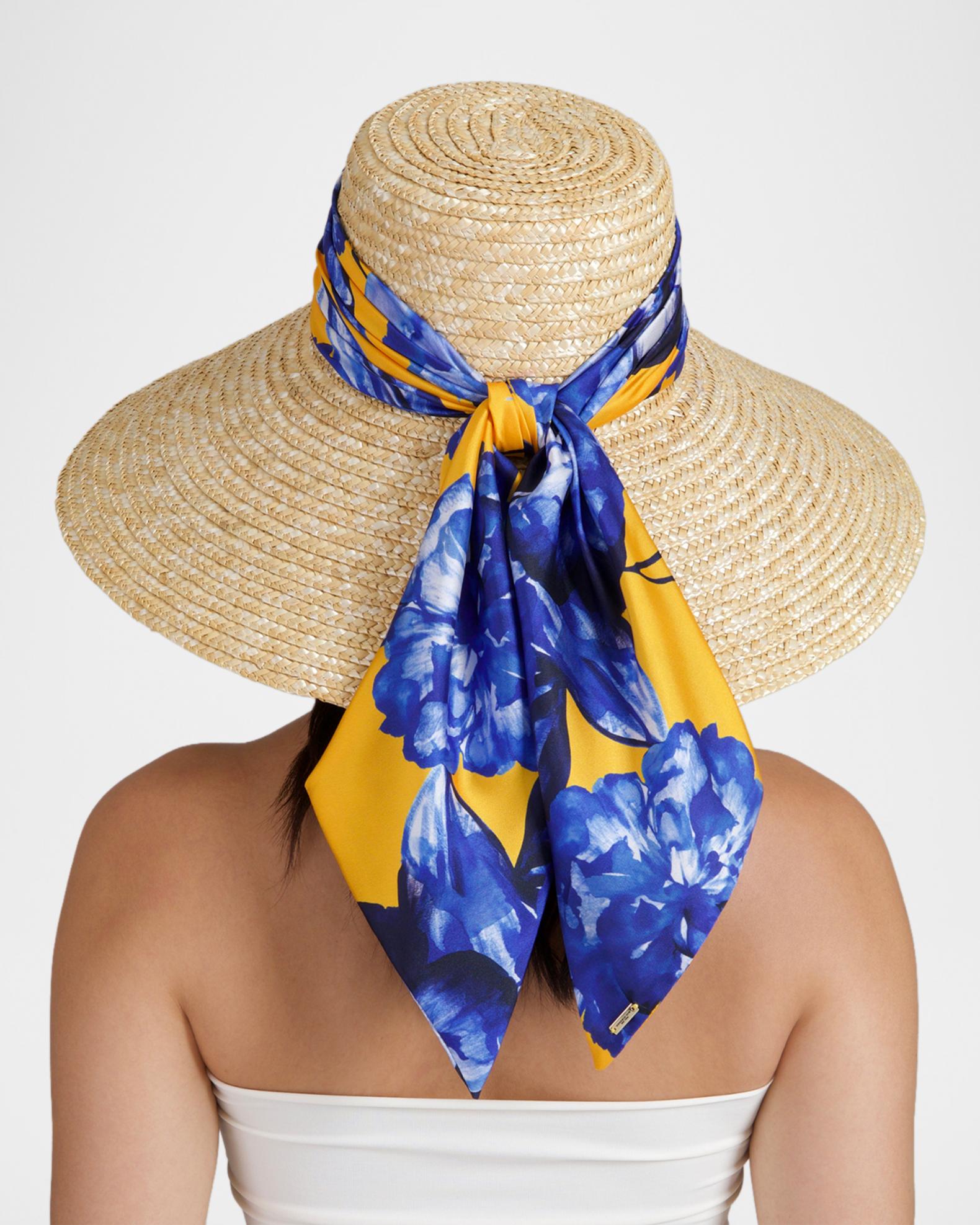 Eugenia Kim Mirabel Wide-Brim Straw Sun Hat with Scarf | Neiman Marcus
