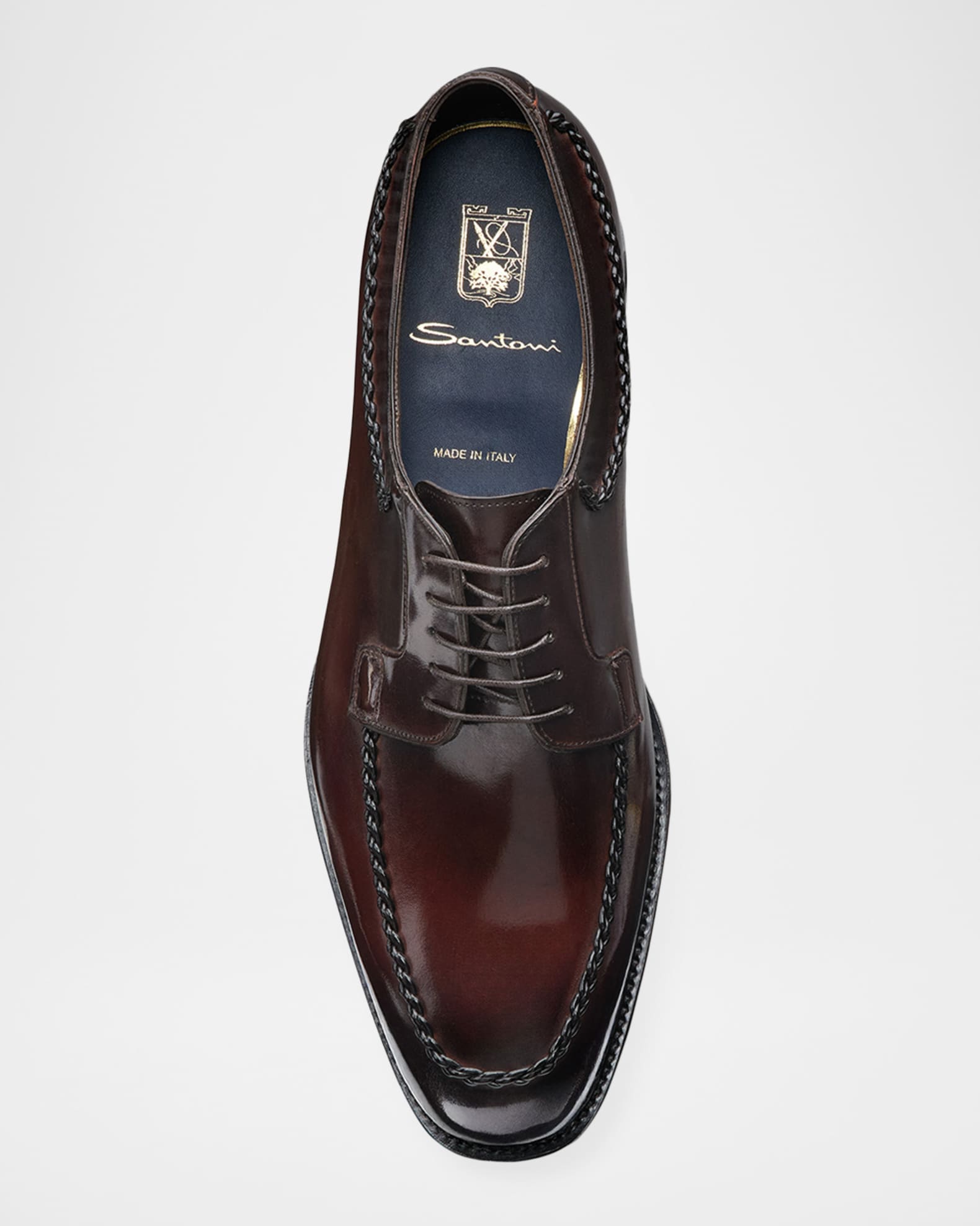Santoni Men's Meraviglia Leather Derby Shoes | Neiman Marcus