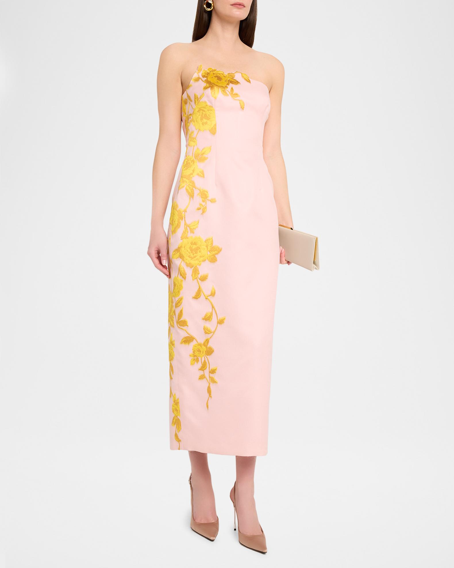 zimmermann dress denim Mahon Broderie Midi | Blue | Size 3 Used Floral Cocktail Dresses tie straps Re-Maxi Color:Champagne Black Dot
