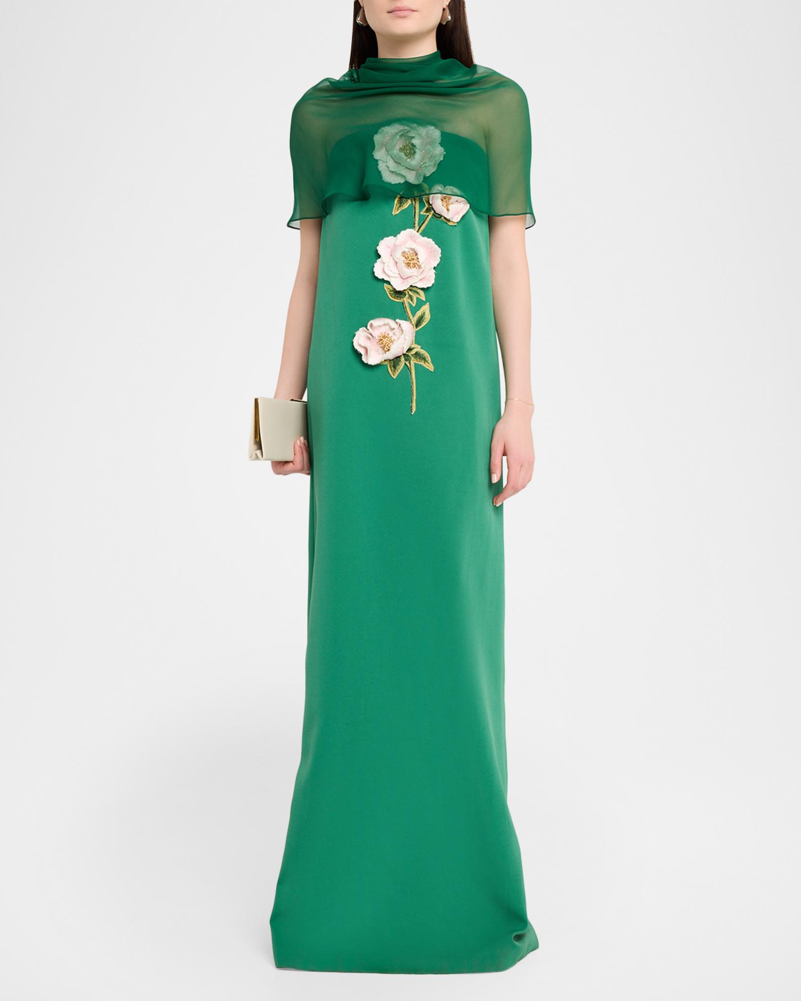 lela rose formal dresses 3D Peony-Embroidered Faille Gown - Fern Pink sale-06-26