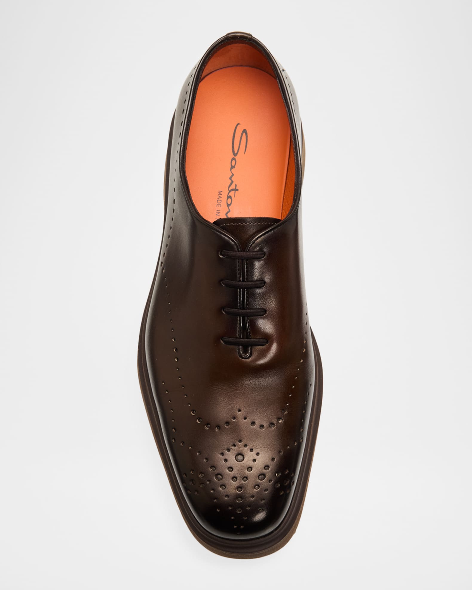 Santoni Men's Easy Nova Leather Brogue Oxford Shoes | Neiman Marcus