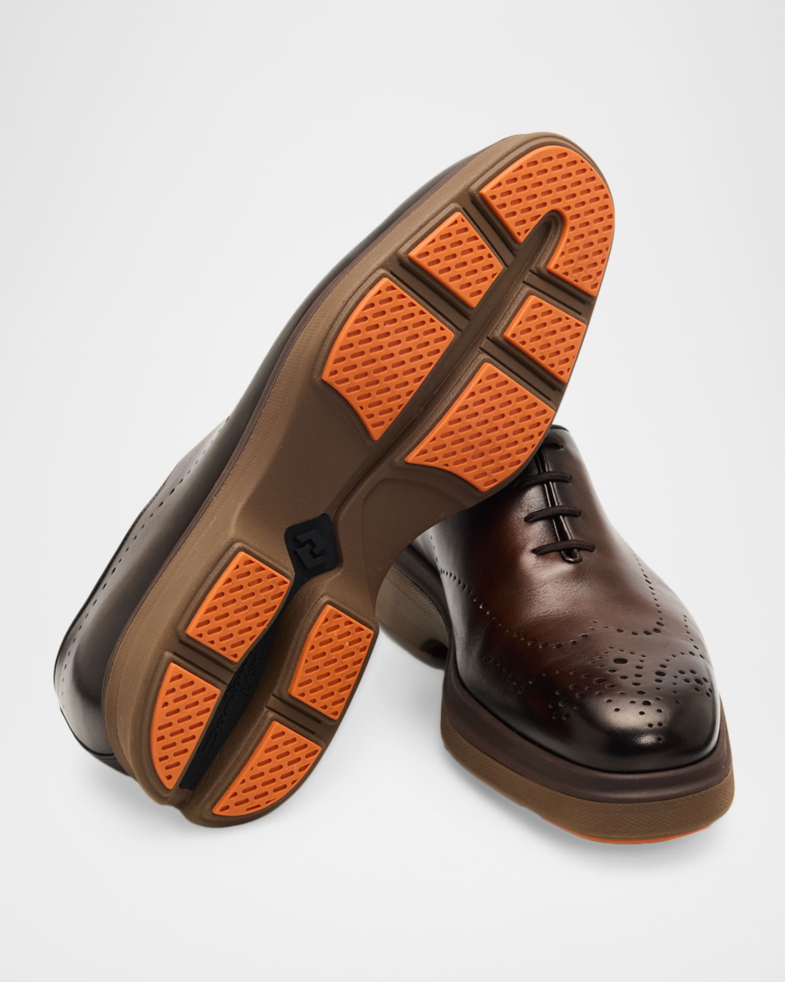 Santoni Men's Easy Nova Leather Brogue Oxford Shoes | Neiman Marcus