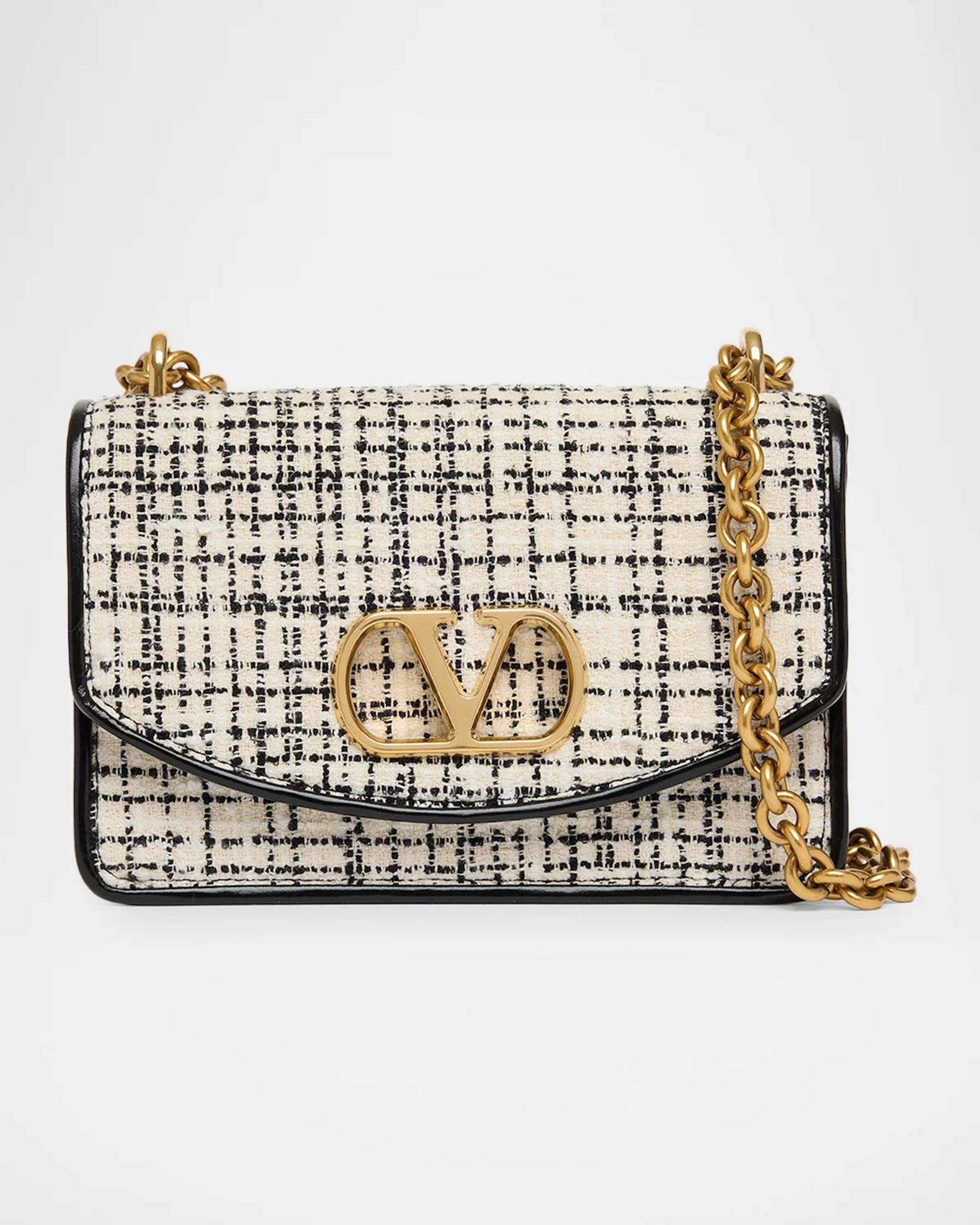 Valentino Garavani Vain Small Tweed VLogo Shoulder Bag | Neiman Marcus