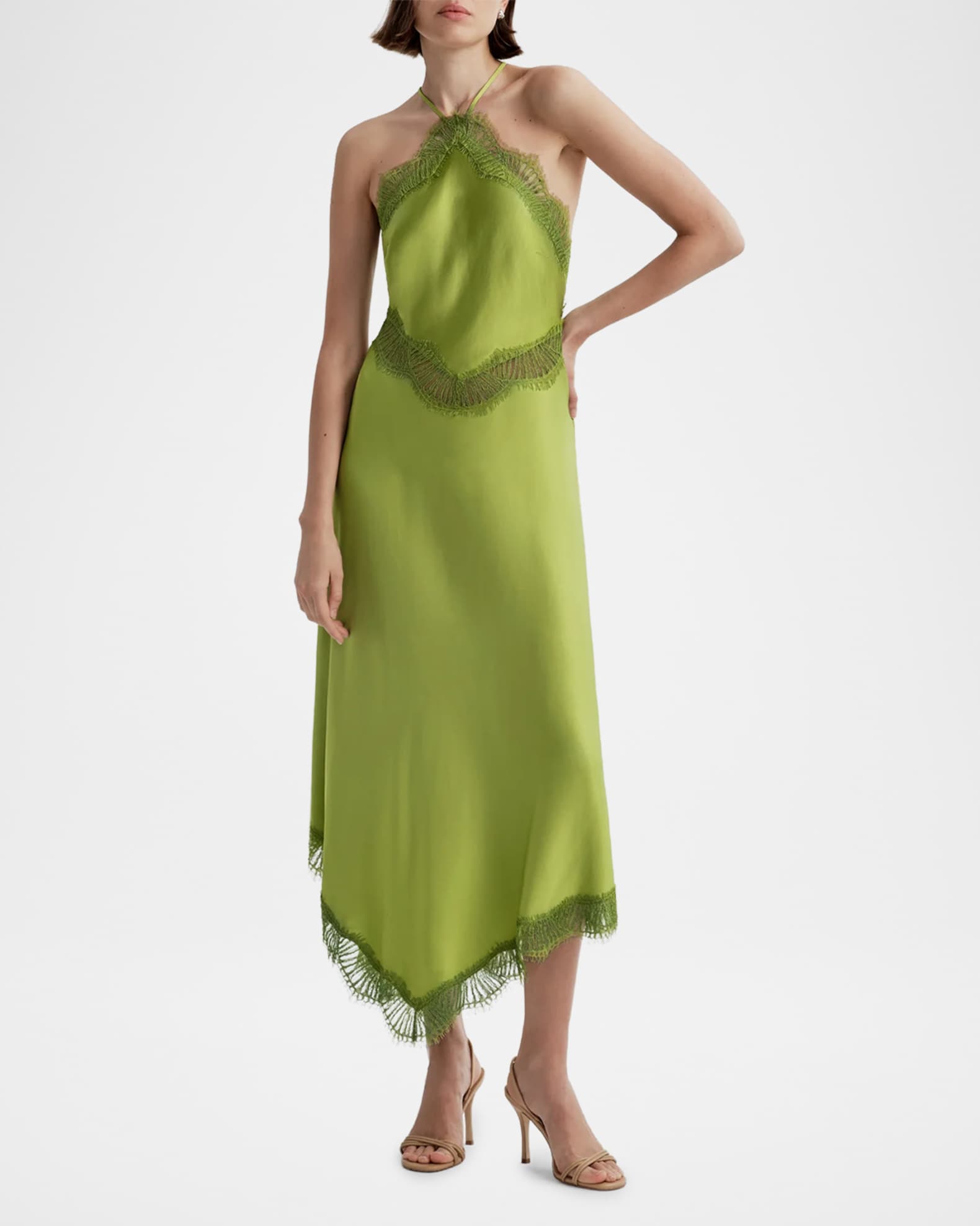 flowy halter dress Timeless Halter Maxi Dress  Hand-Dyed Open Back Dress with High Slit