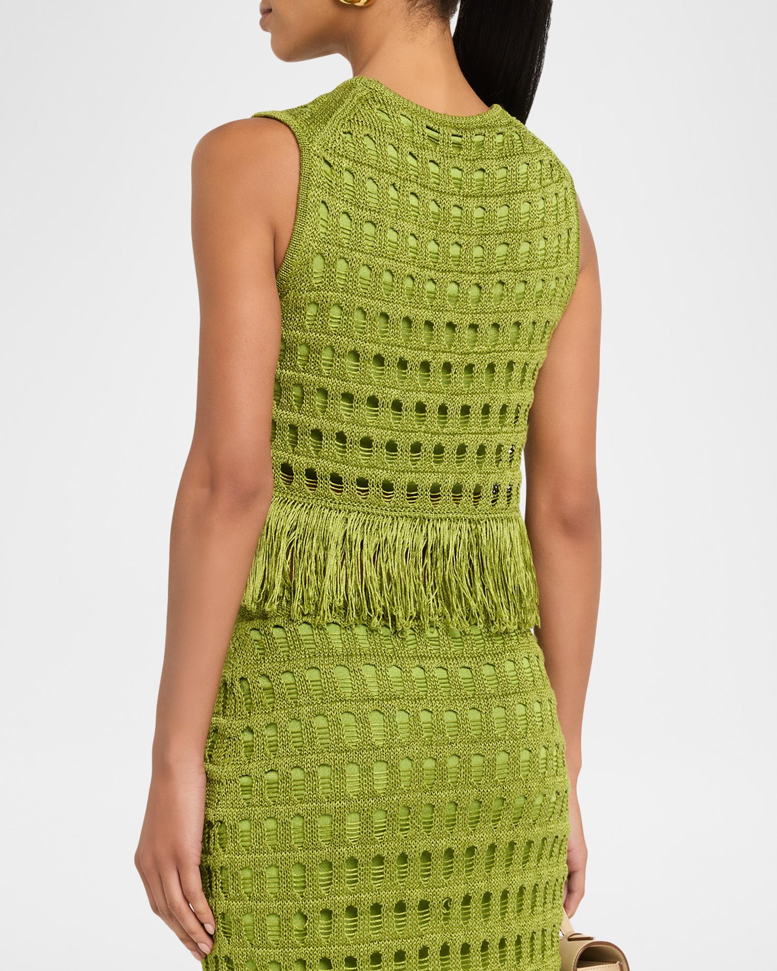 A.L.C. Esme Open-Knit Fringe Top | Neiman Marcus
