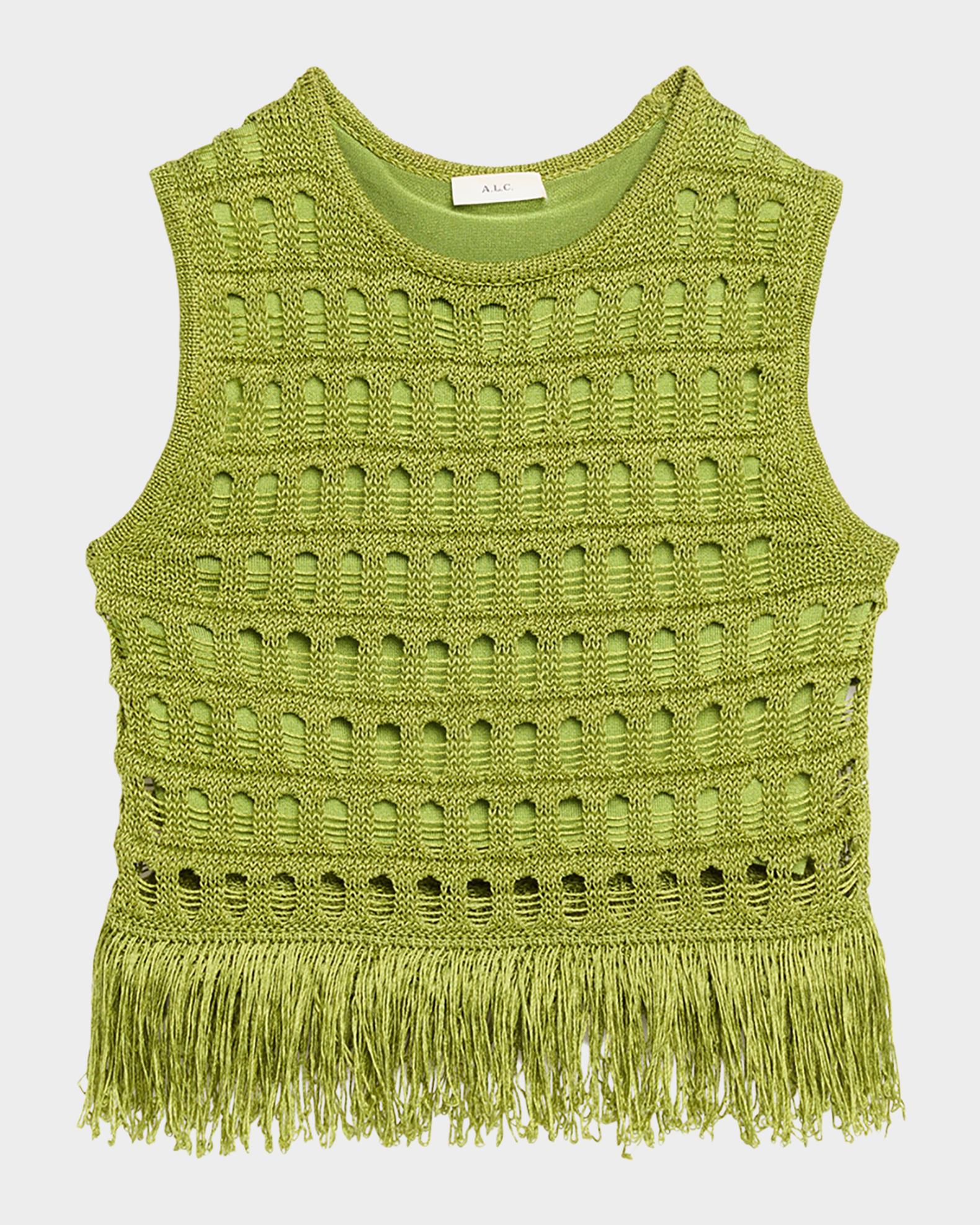 A.L.C. Esme Open-Knit Fringe Top | Neiman Marcus