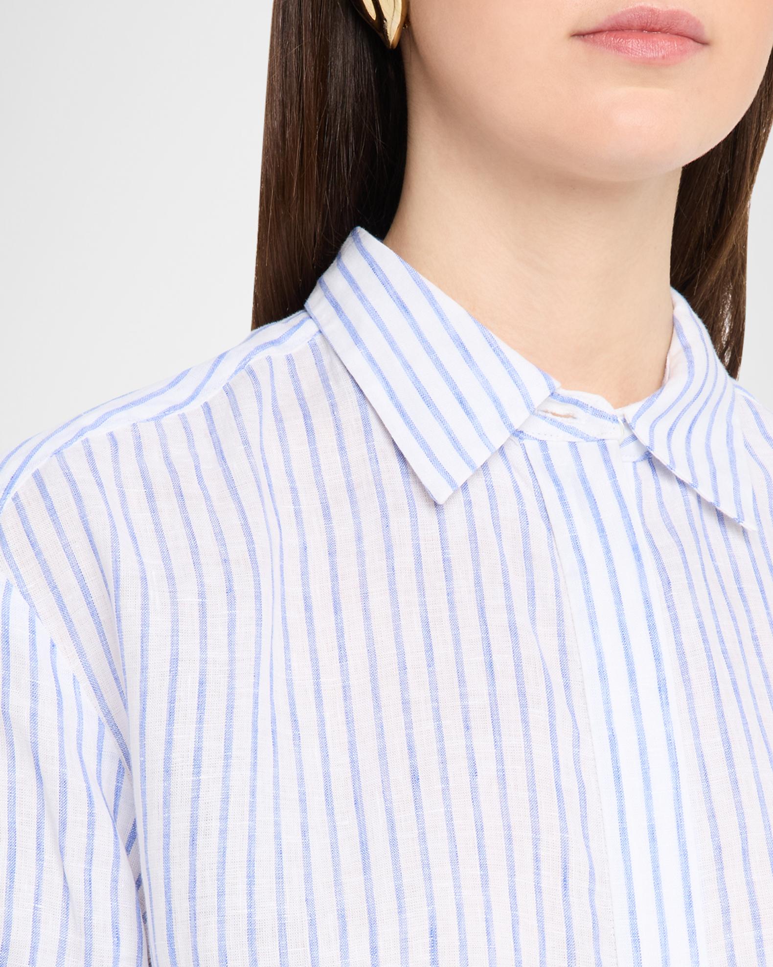 A.L.C. Mel Stripe Linen Cropped Shirt | Neiman Marcus