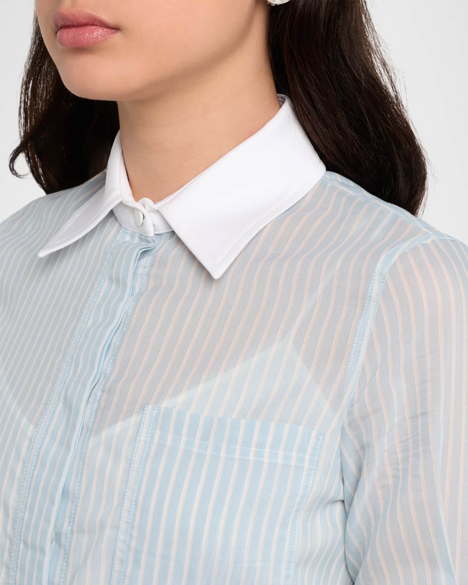 Altuzarra Kieran Striped Short-Sleeve Midi Shirtdress | Neiman Marcus