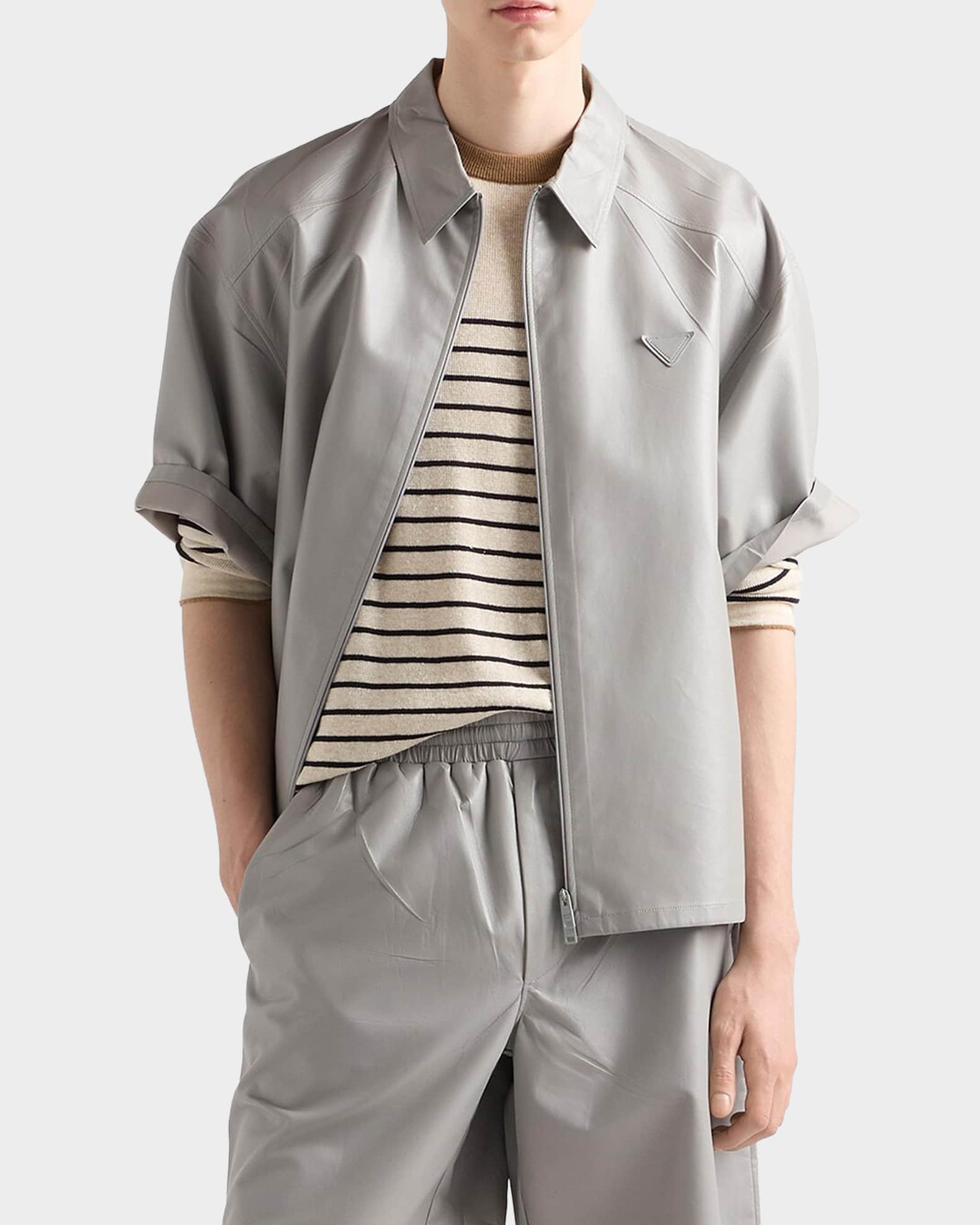 Prada Men's Striped Cotton-Linen Knit Sweater | Neiman Marcus