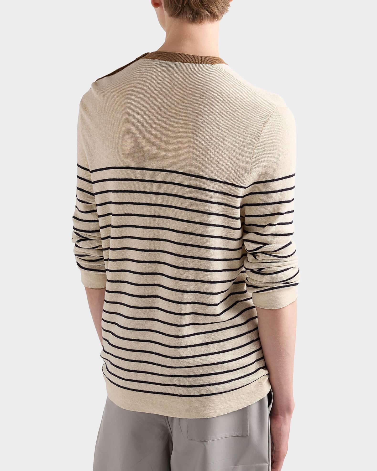 Prada Men's Striped Cotton-Linen Knit Sweater | Neiman Marcus