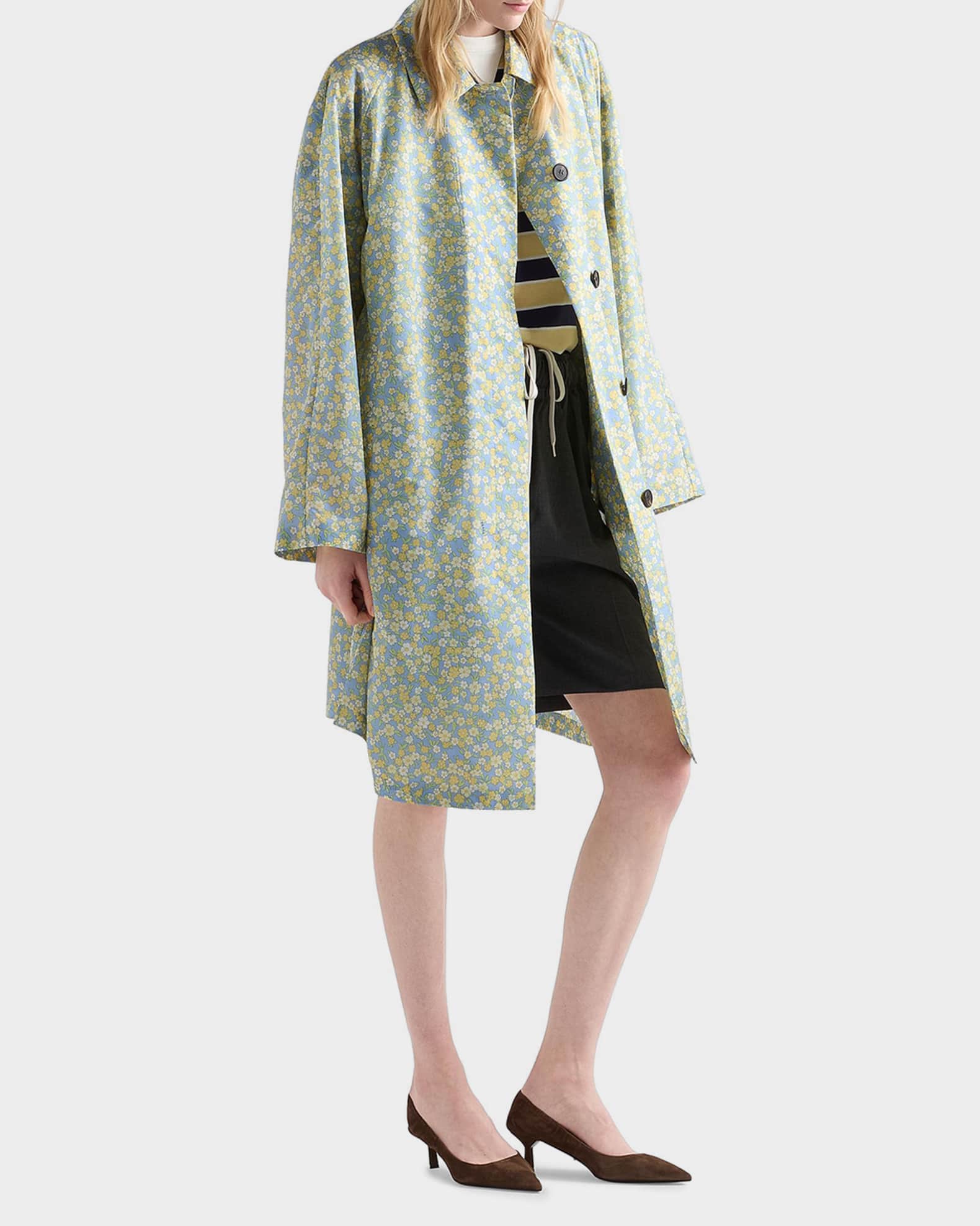 Prada Floral-Print Re-Nylon Coat | Neiman Marcus