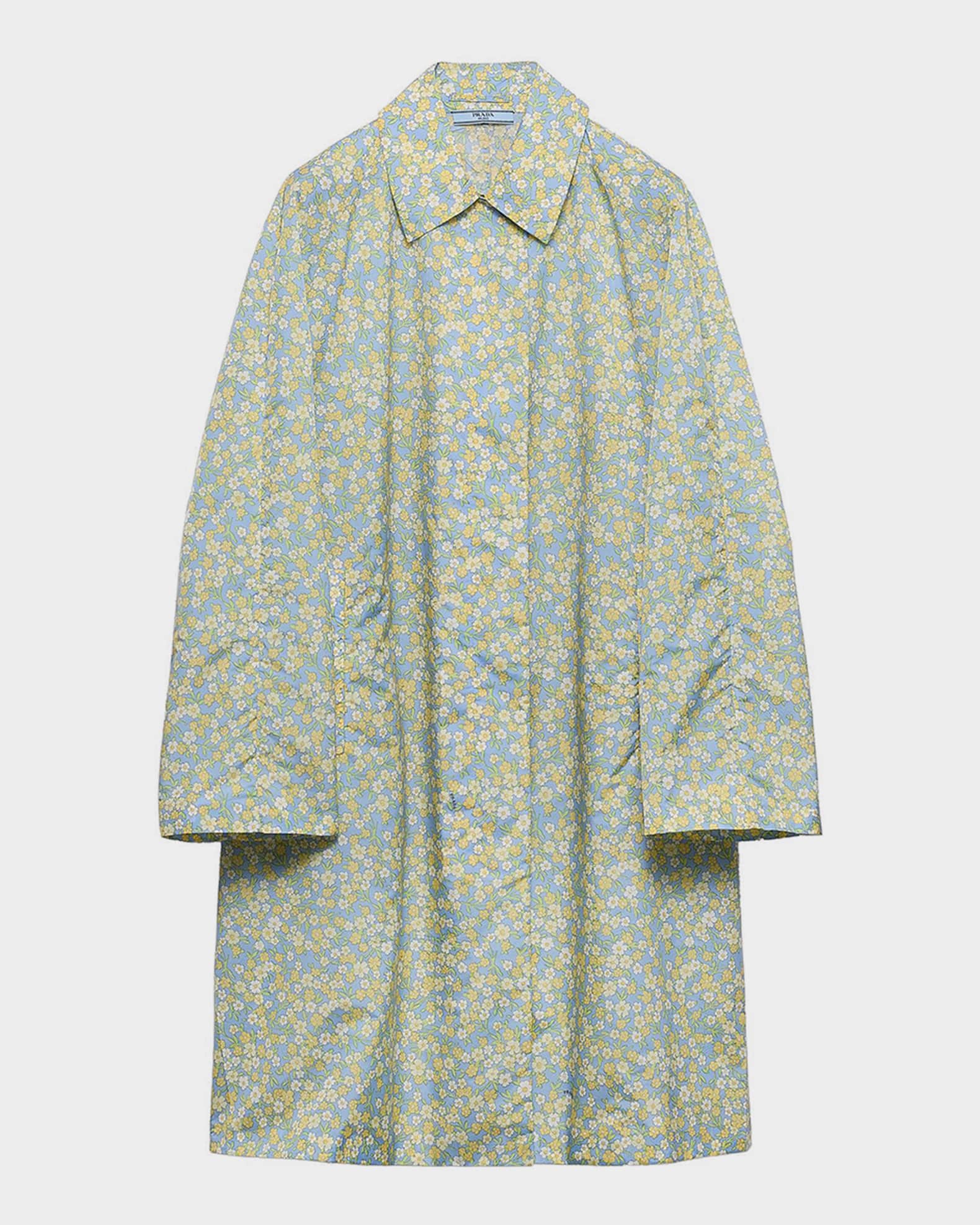 Prada Floral-Print Re-Nylon Coat | Neiman Marcus