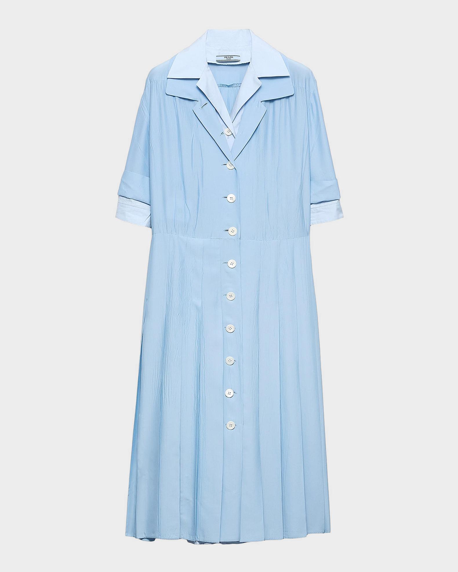 prada pleated dress Prada Sleeveless Pleated Ponge Silk Midi Dress
