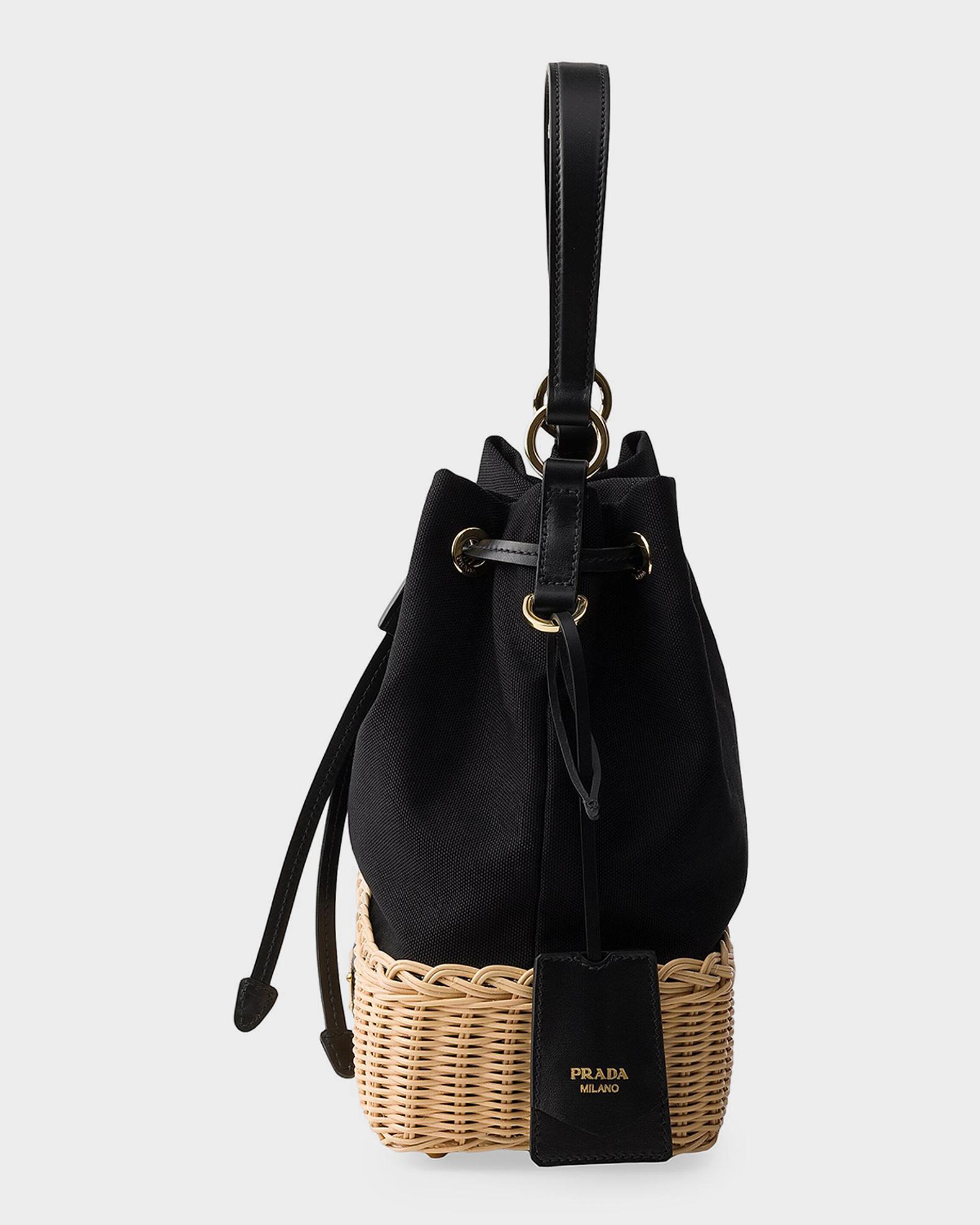 Prada Bucket Backpack Black Gold Prada - Duet Black Nylon Bucket Bag | Mitchell Stores main image 4