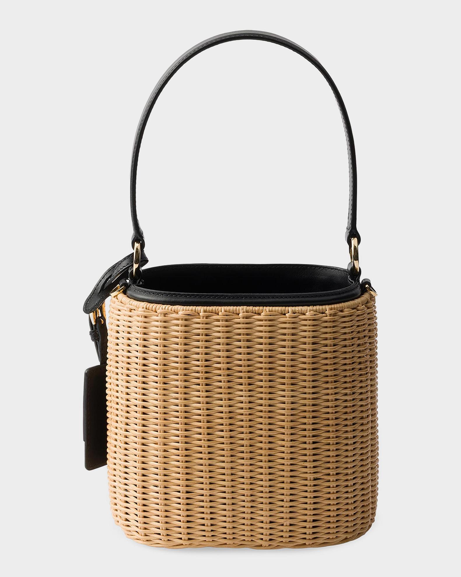 Prada Wicker and Leather Bucket Bag | Neiman Marcus