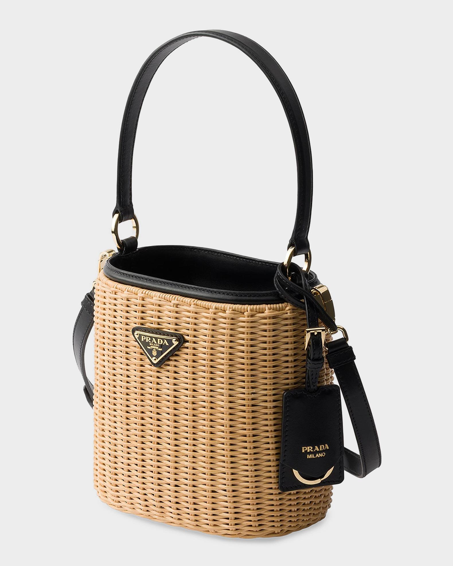 Prada Wicker and Leather Bucket Bag | Neiman Marcus