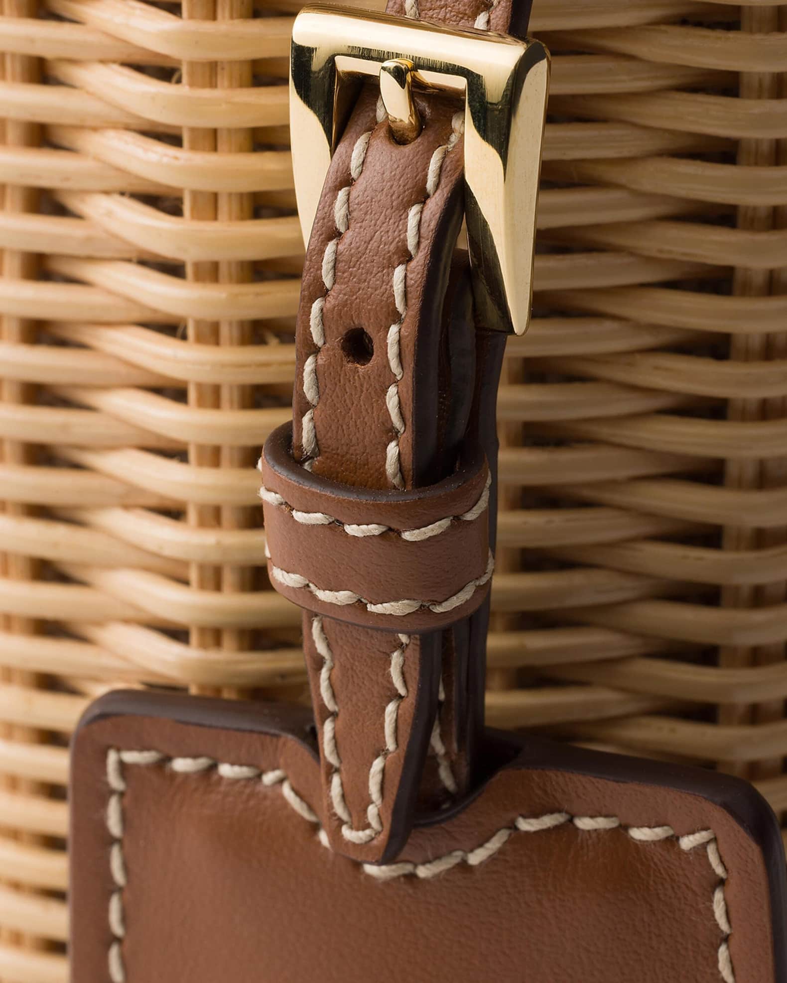 Prada Wicker and Leather Bucket Bag | Neiman Marcus