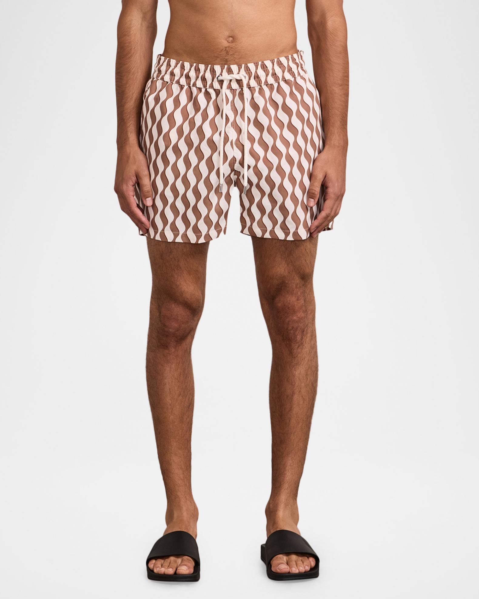 Frescobol Carioca Men's Rio Listra Wave-Stripe Swim Shorts