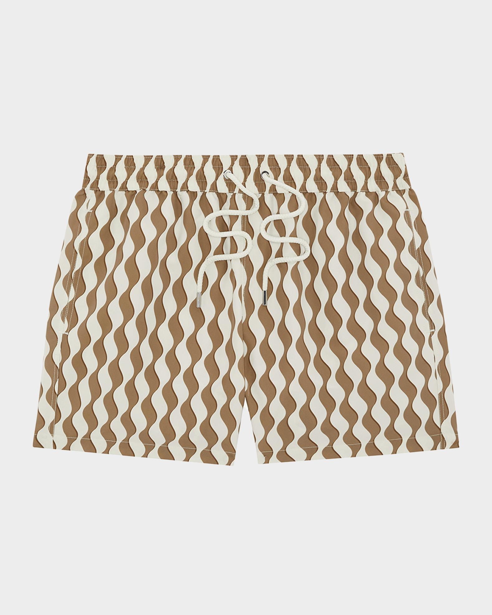FRESCOBOL CARIOCA by Veuve Clicquot クロス Frescobol Carioca Men's Rio Listra Wave-Stripe Swim Shorts