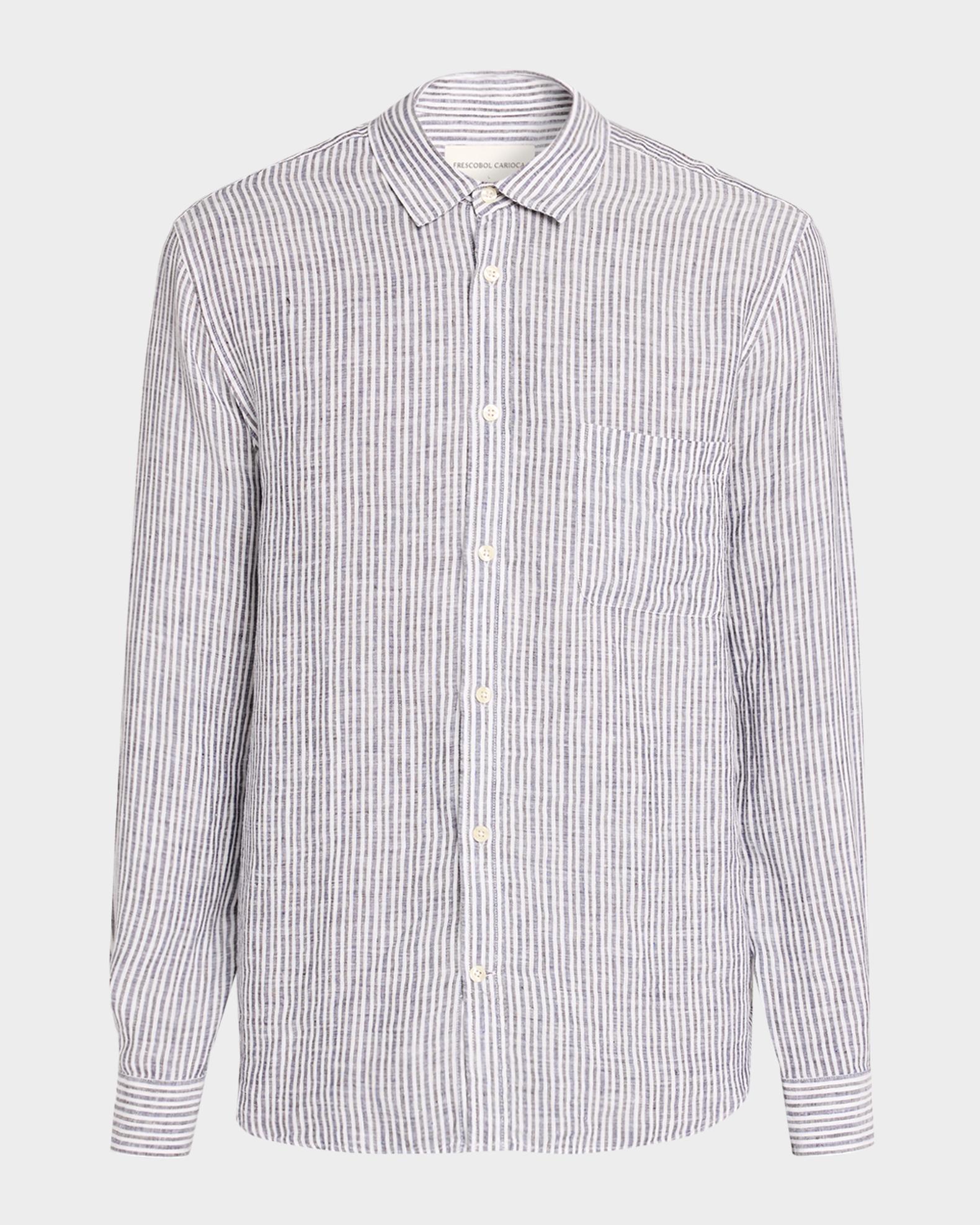 Frescobol Carioca Men's Telles Linen Stripe Button-Down Shirt | Neiman ...