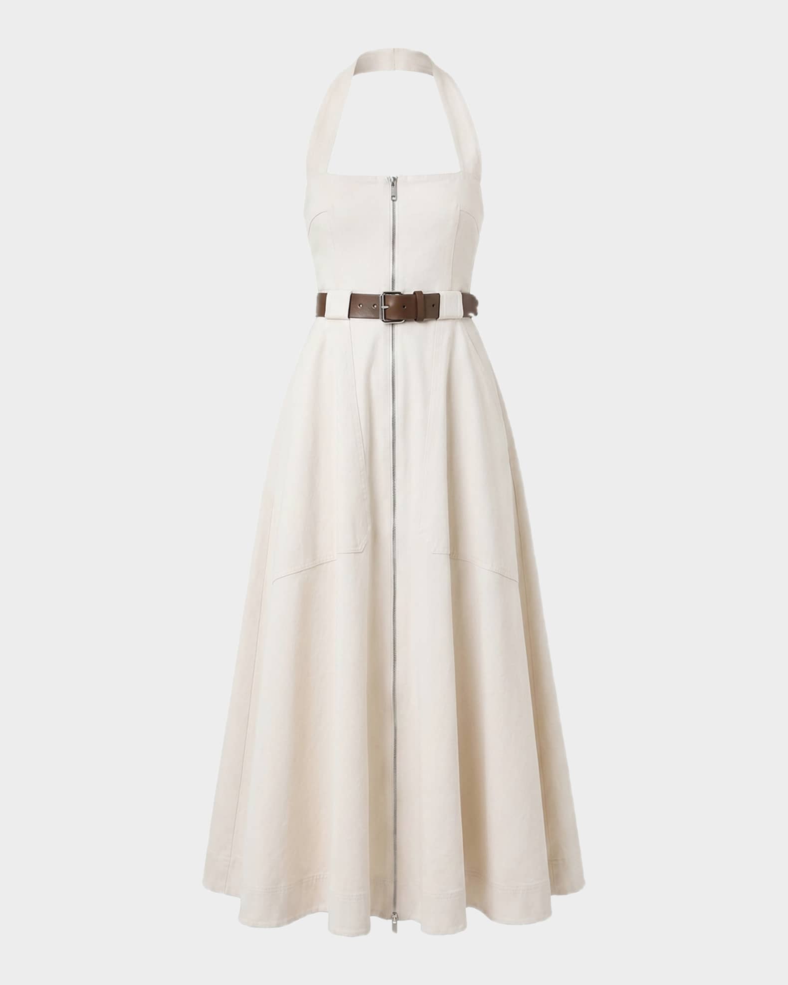 Nicholas the Label Women's Anastasia Cotton Zip-Front Belted Midi-Dress - Ivory - Size 2