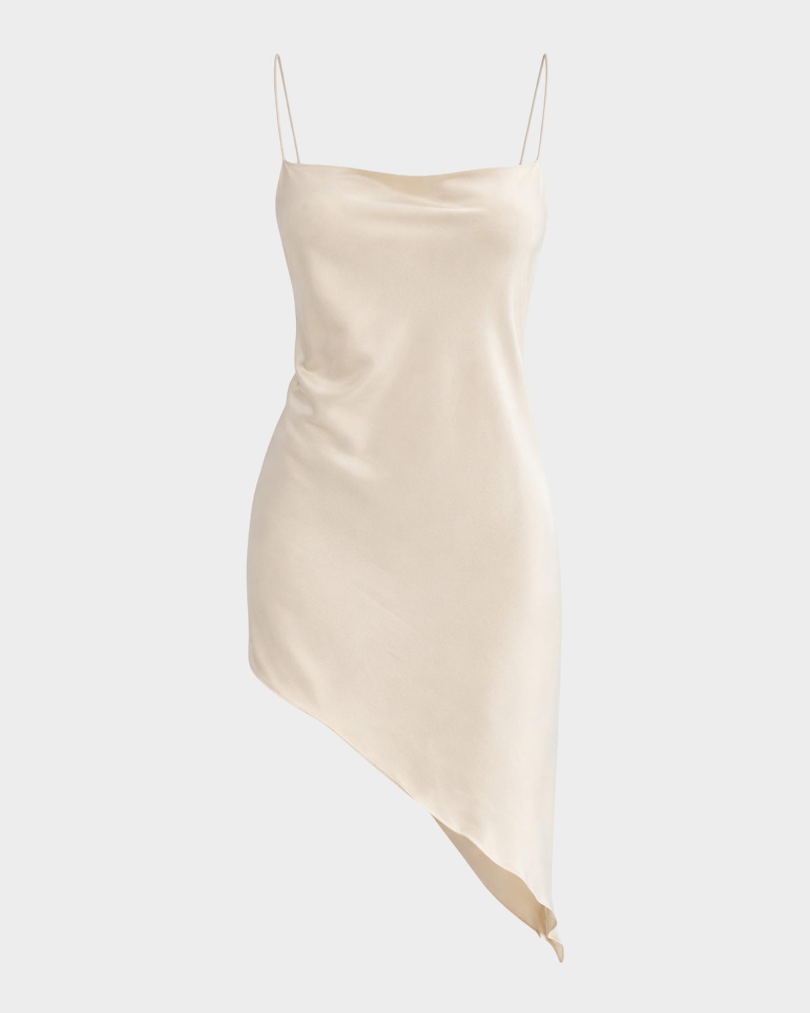 asymmetric slip dress Donna Karan Women's Asymmetric Midi Slip Dress in Black Cream, Size 4