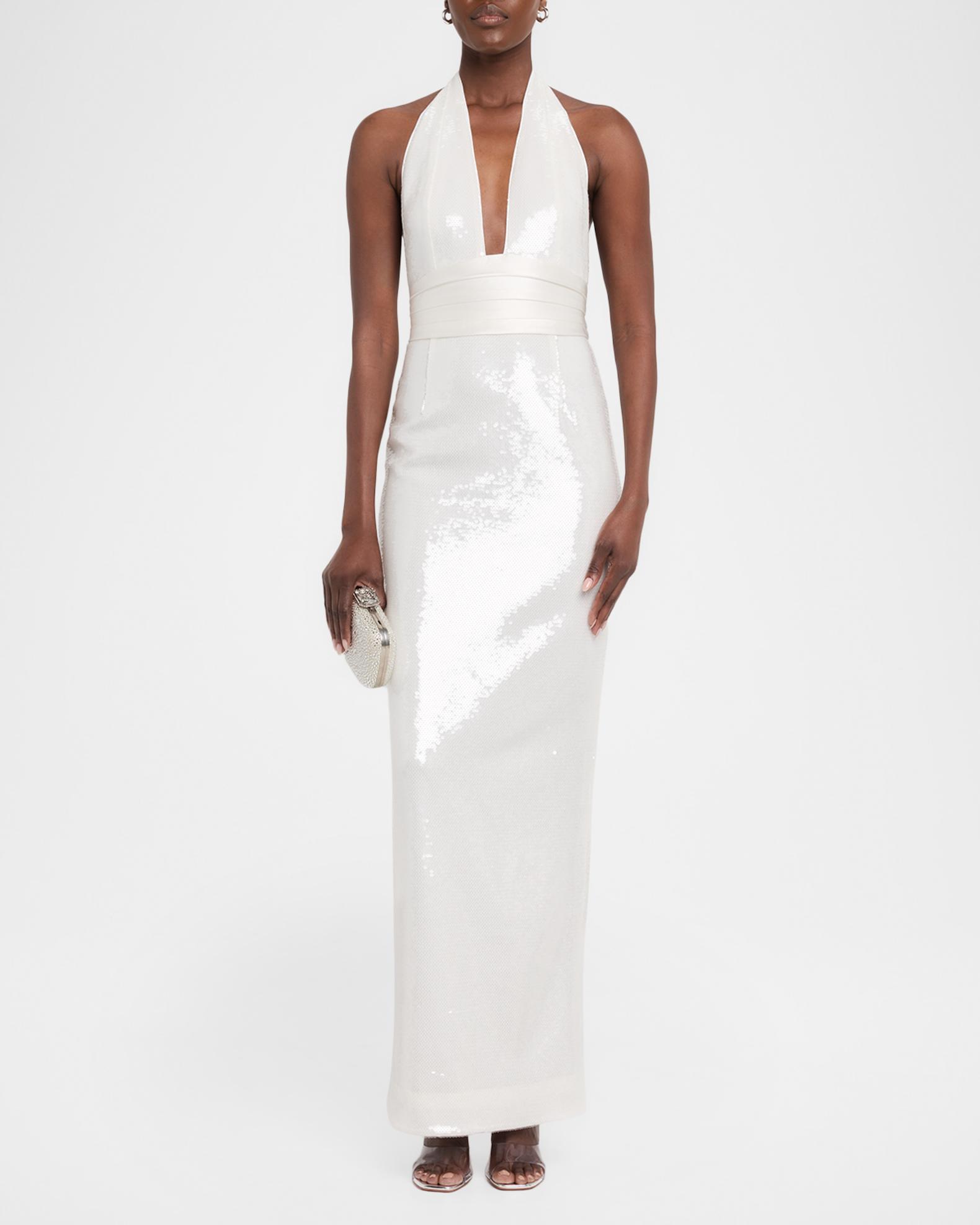 Retrofête Kelsie Sequined Plunge Maxi Dress