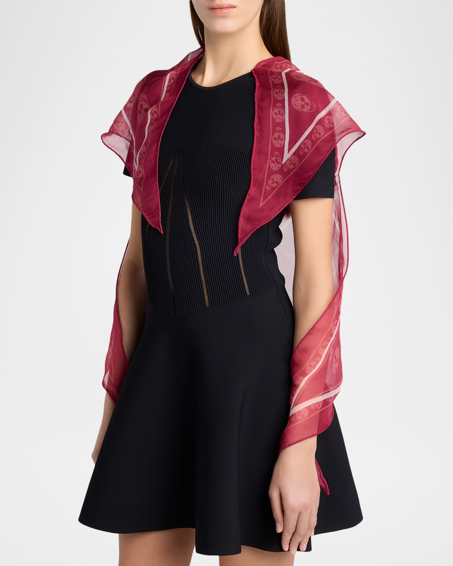 Alexander McQueen archive スカーフ　ストール McQueen Star Skull-Print Silk Scarf | Neiman Marcus